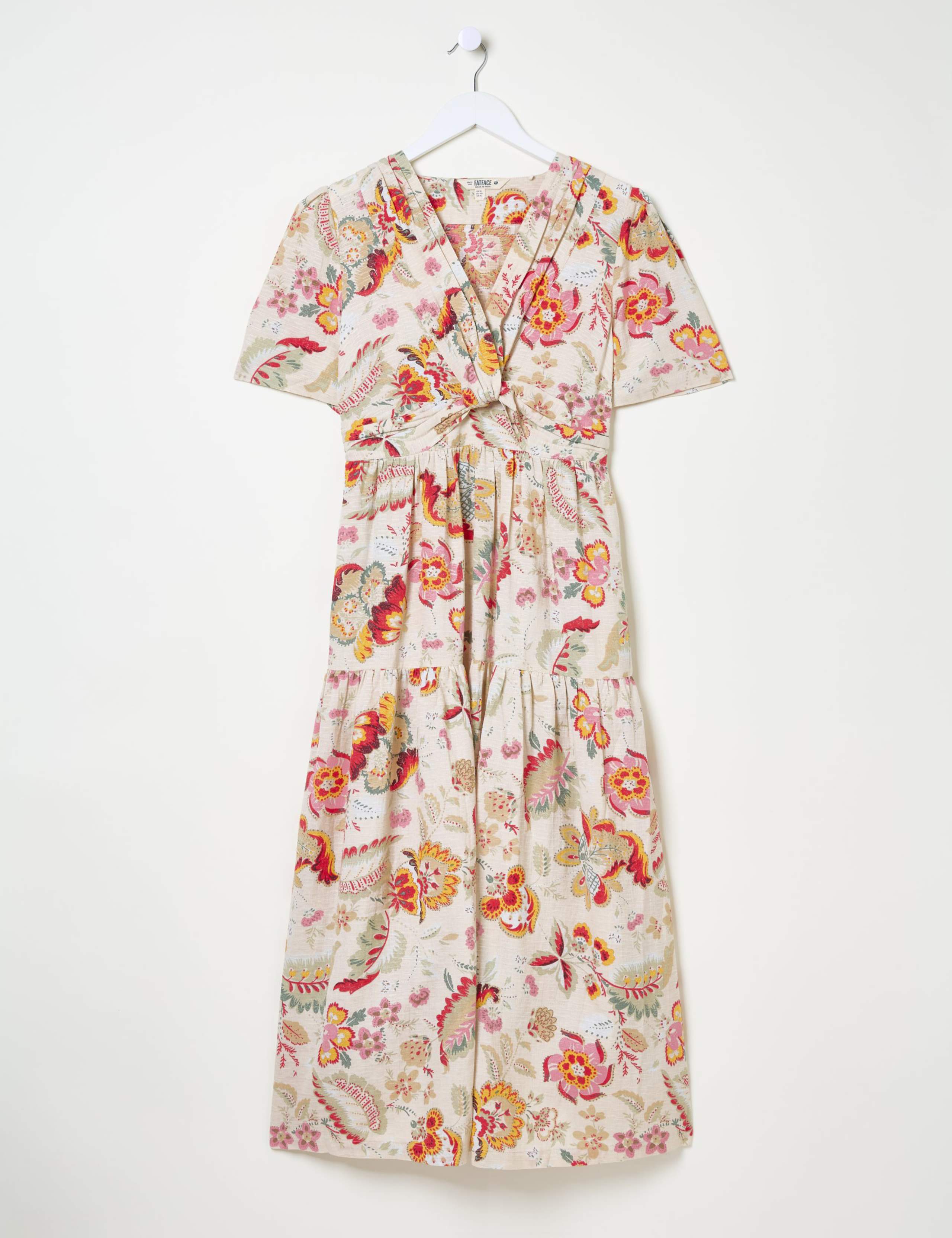 Cotton Blend Floral Midi V-Neck Dress 2 of 5