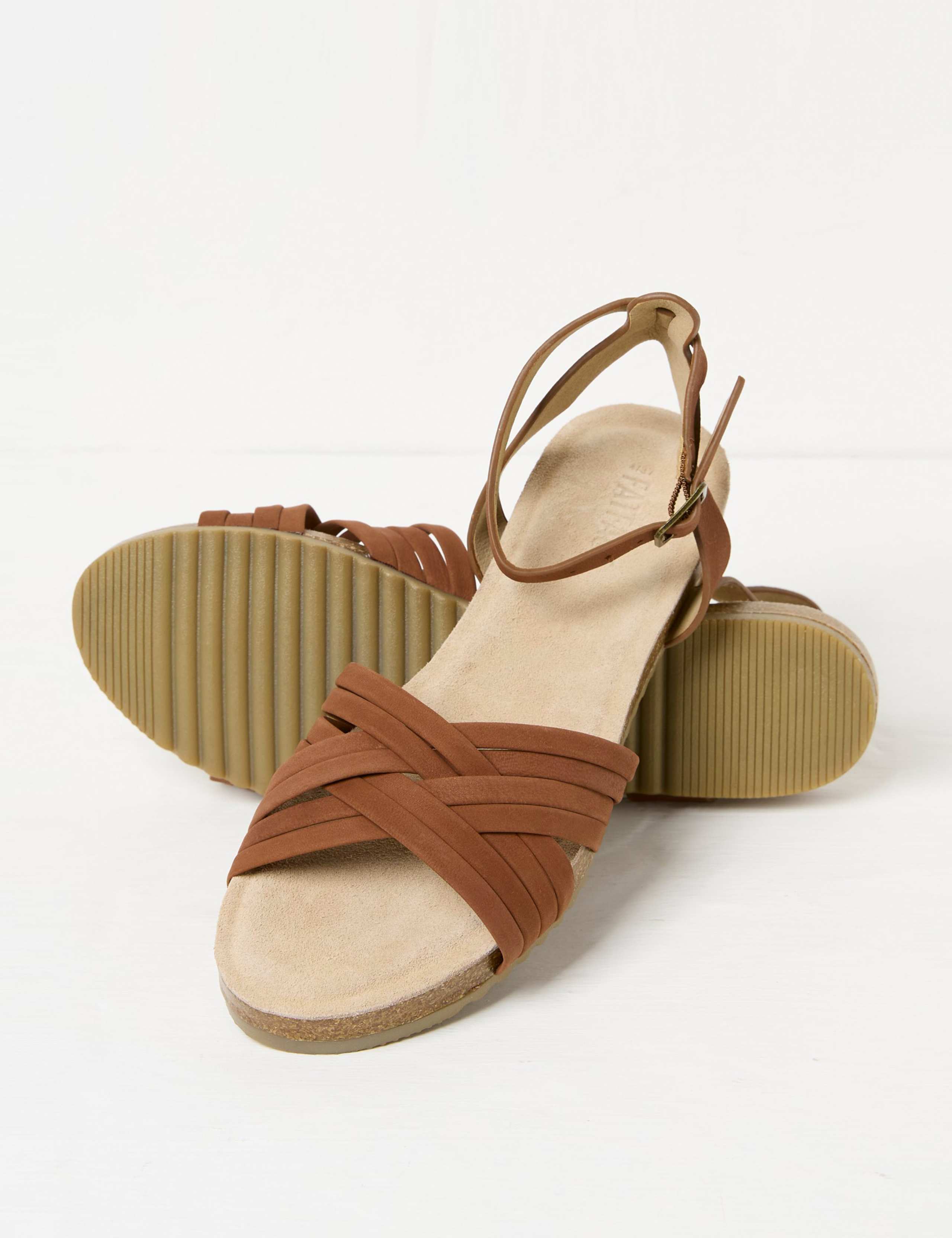 Leather Crossover Ankle Strap Flat Sandals 2 of 3