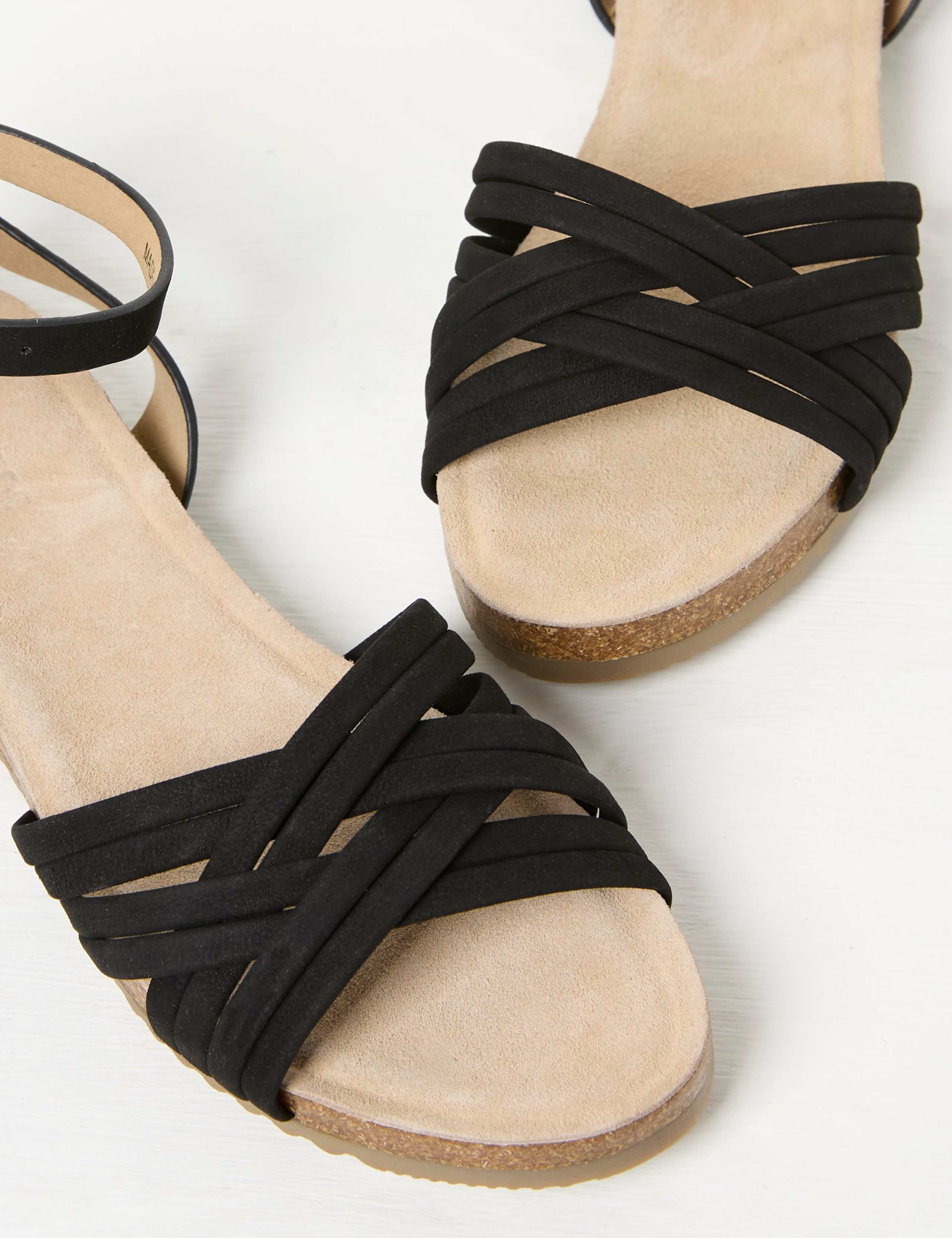 Leather Crossover Ankle Strap Flat Sandals 3 of 3