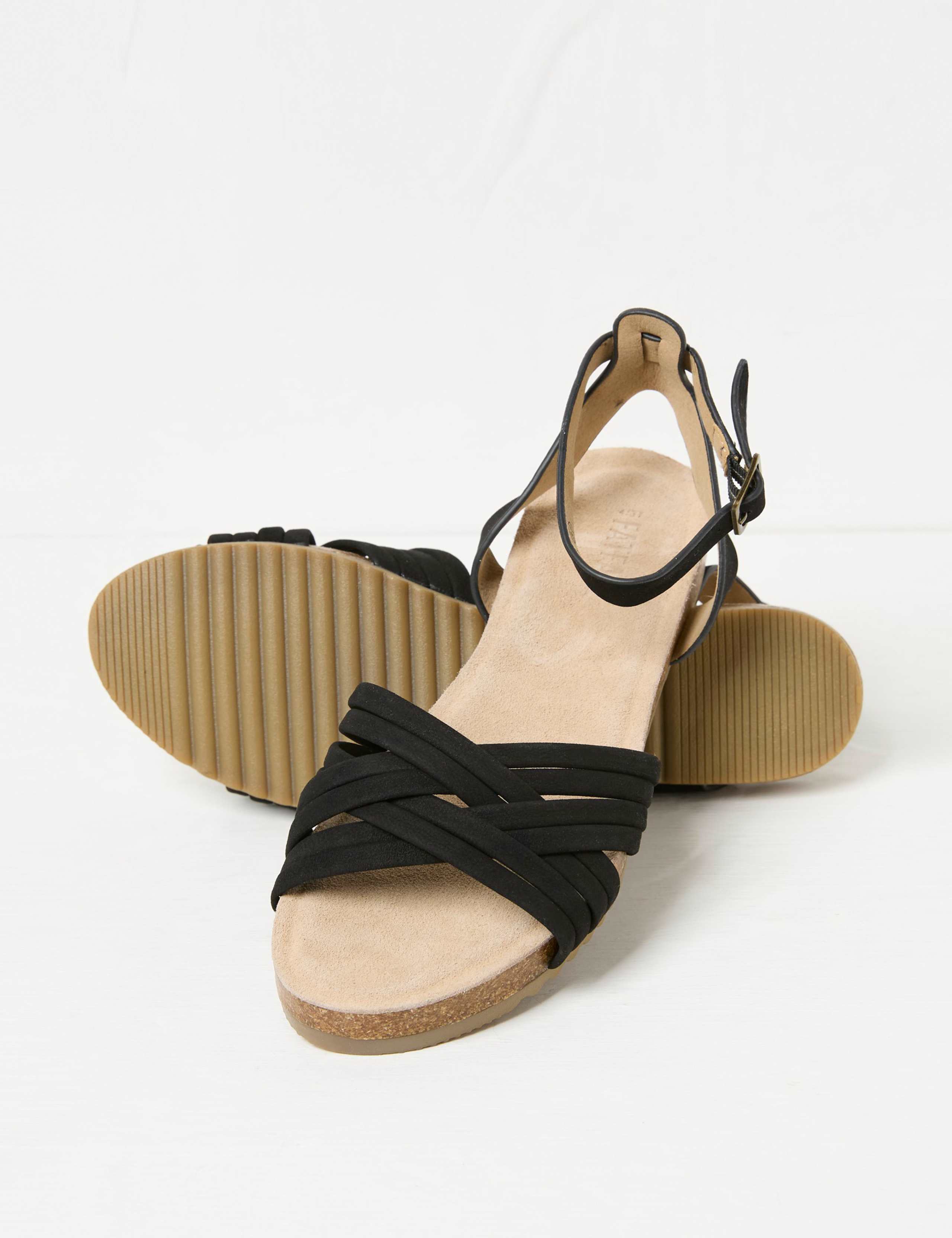 Leather Crossover Ankle Strap Flat Sandals 2 of 3