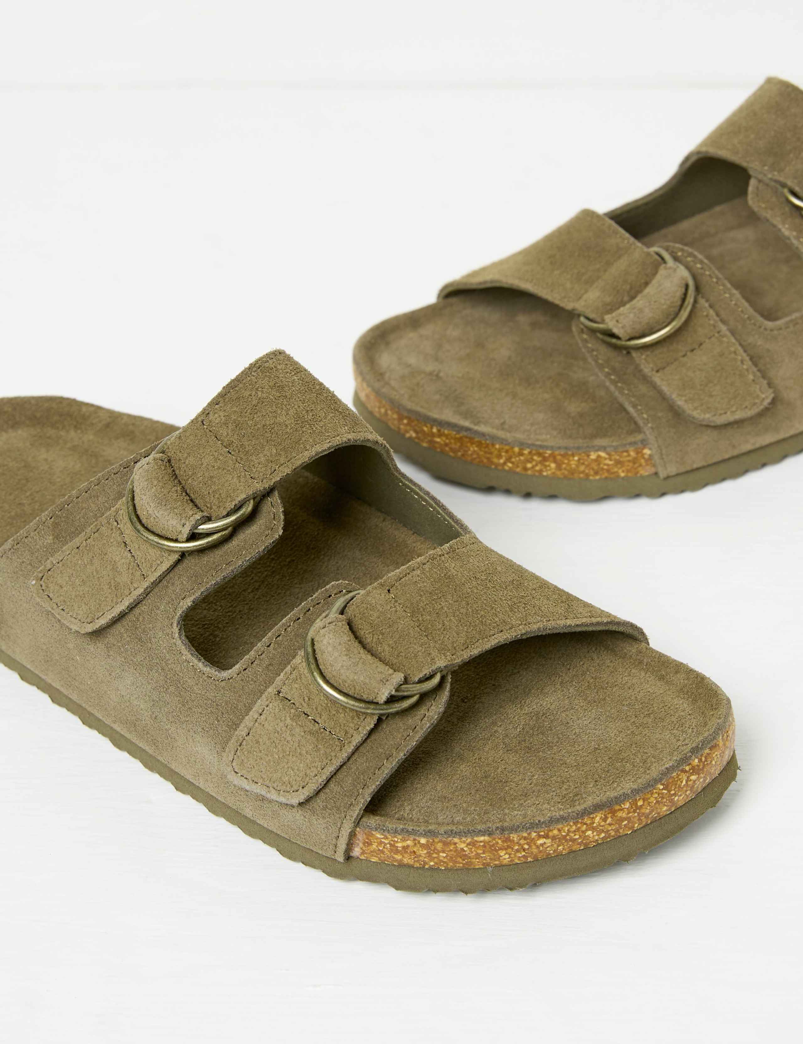 Suede Double Strap Buckle Flat Sandals 3 of 3