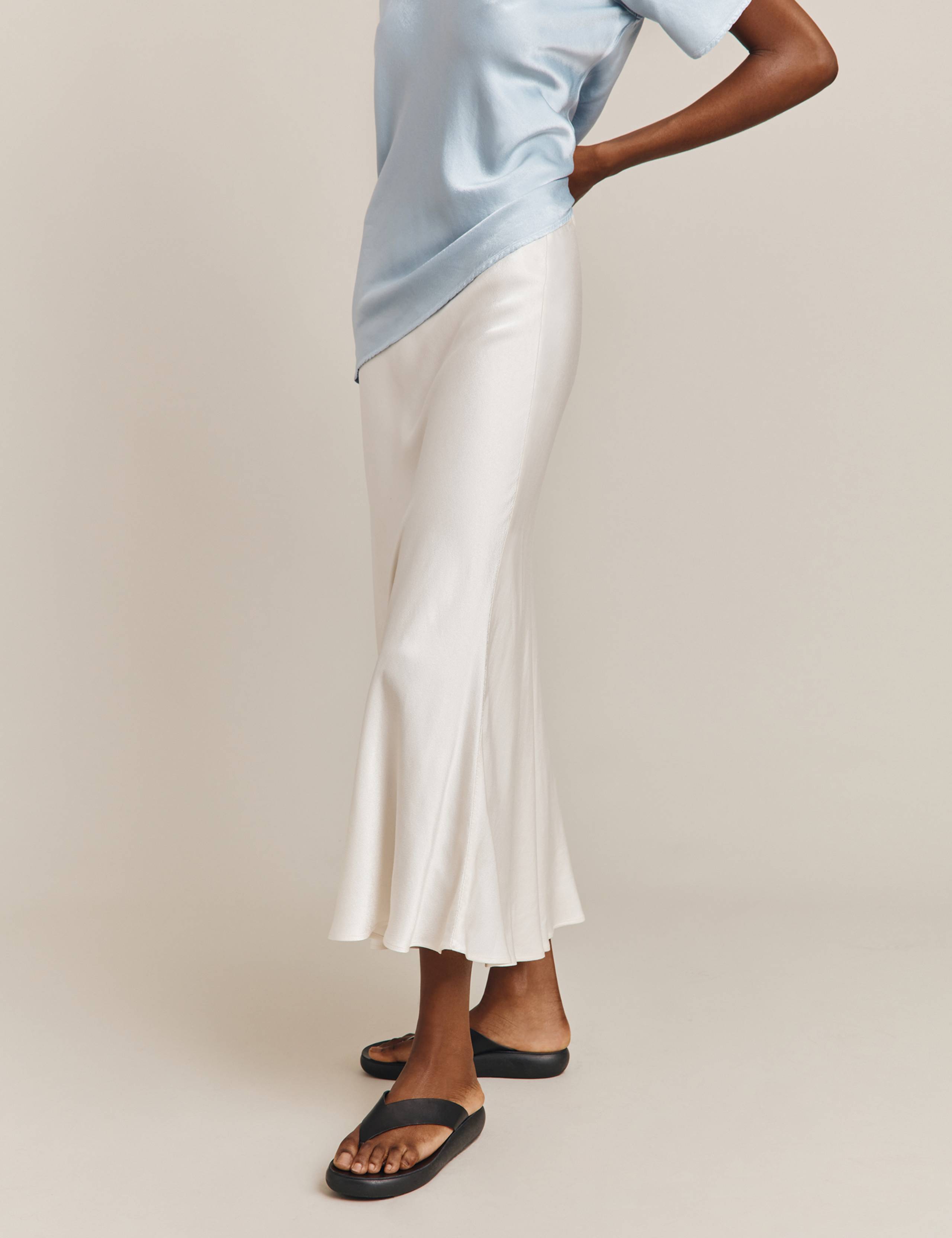 Satin Midi Slip Skirt 2 of 3