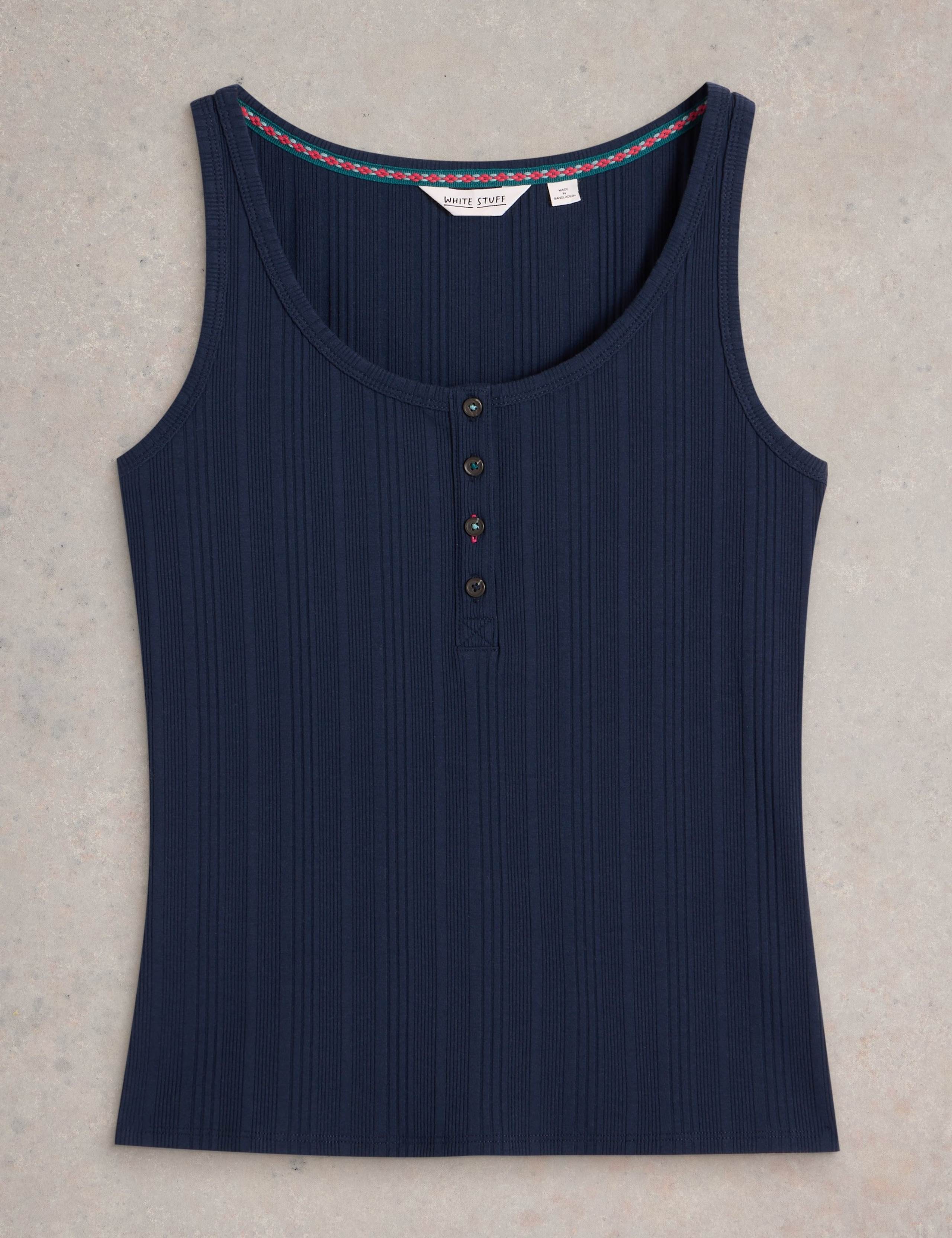 Cotton Blend Ribbed Henley Vest 2 of 6