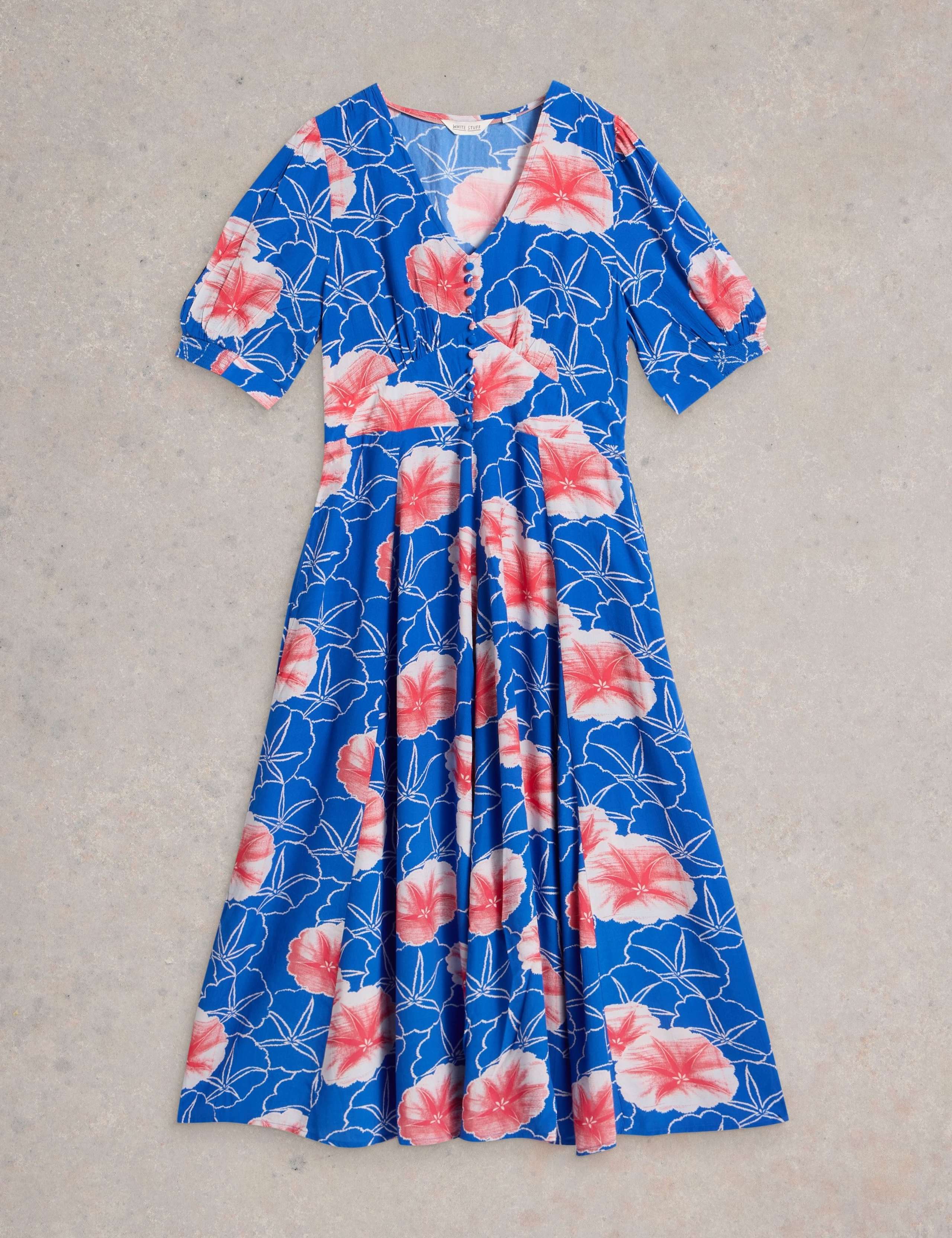Printed V-Neck Midi Tea Dress 2 of 6
