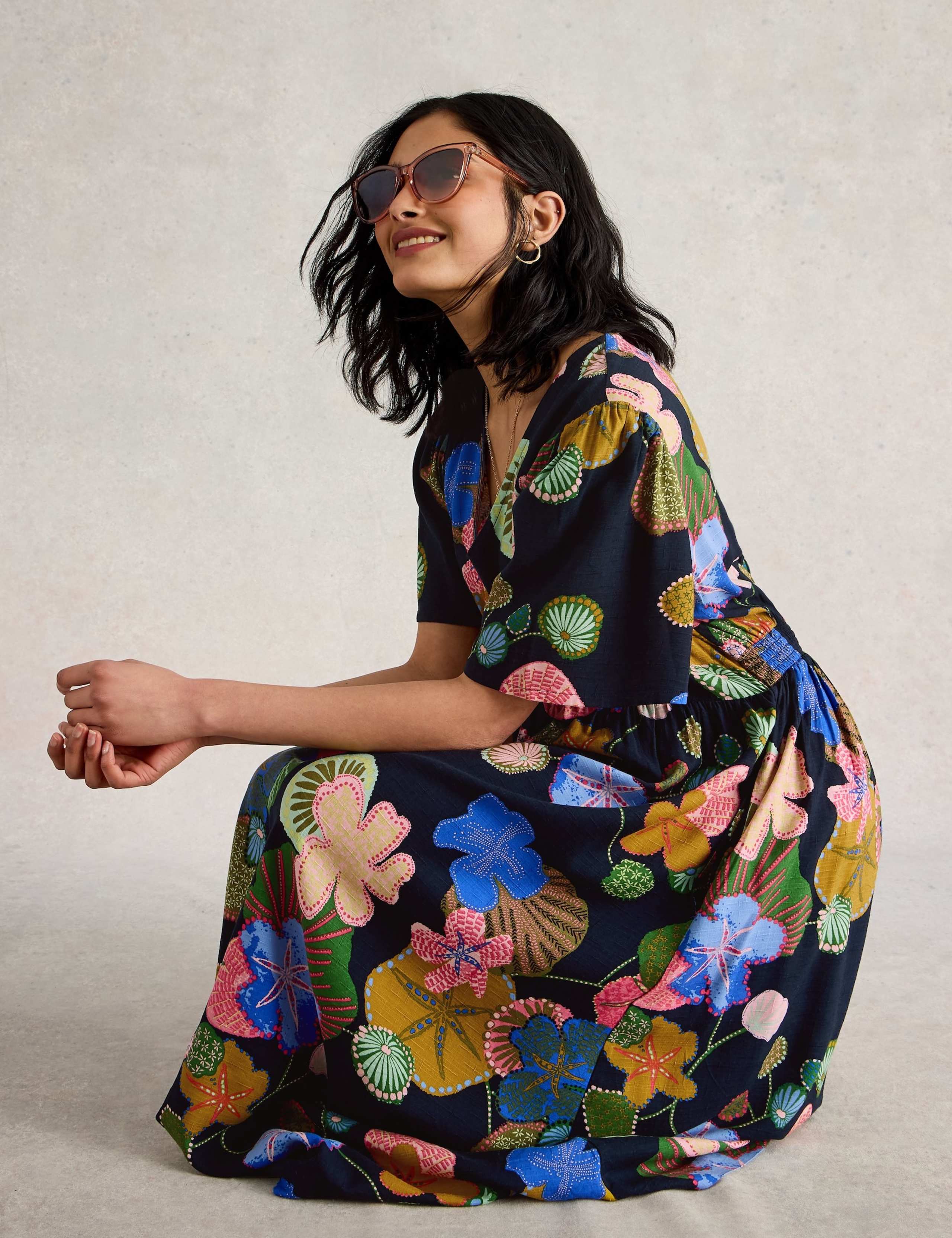 Floral VNeck Midi Tea Dress 3 of 6