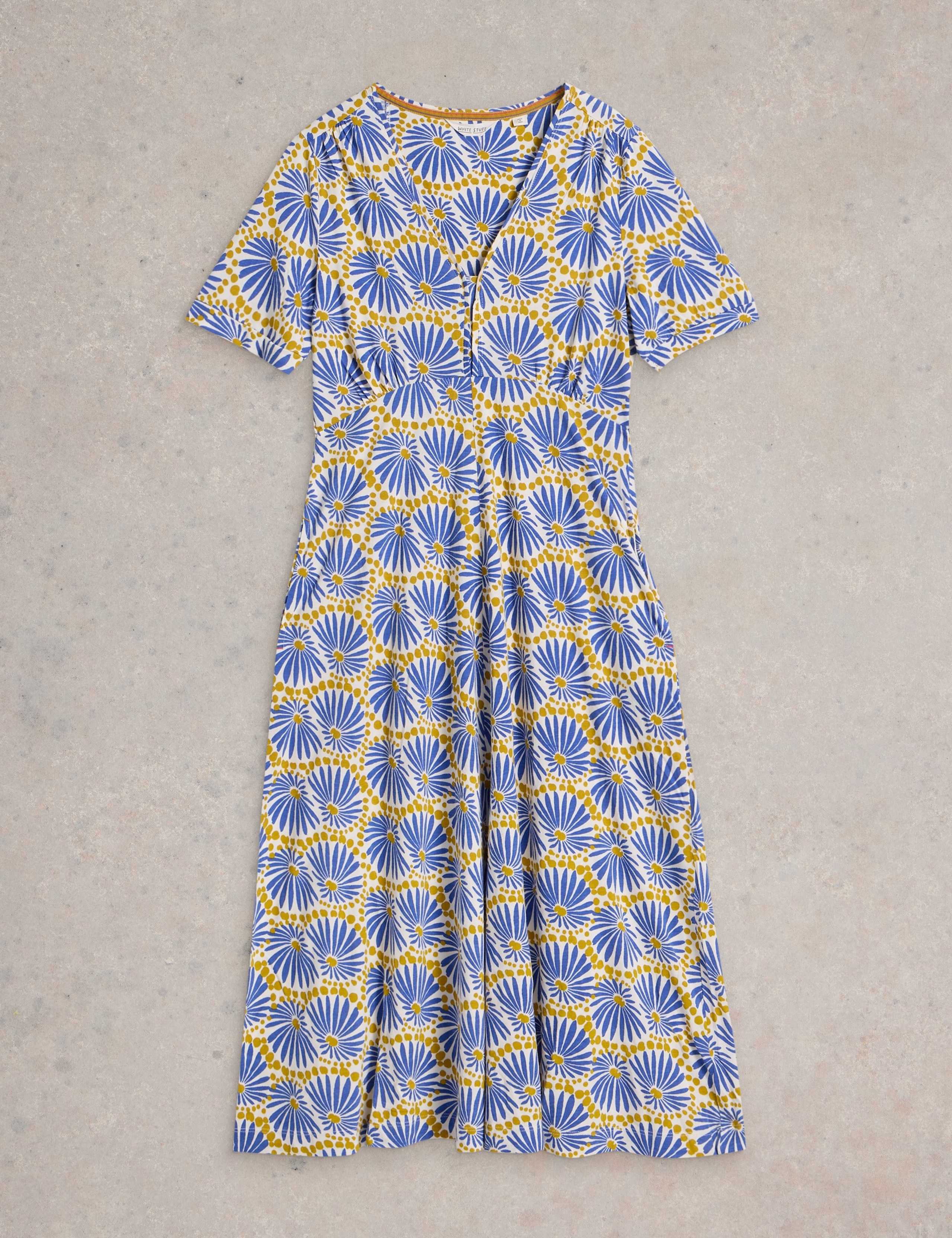 Jersey Printed V-Neck Midi Tea Dress 2 of 6
