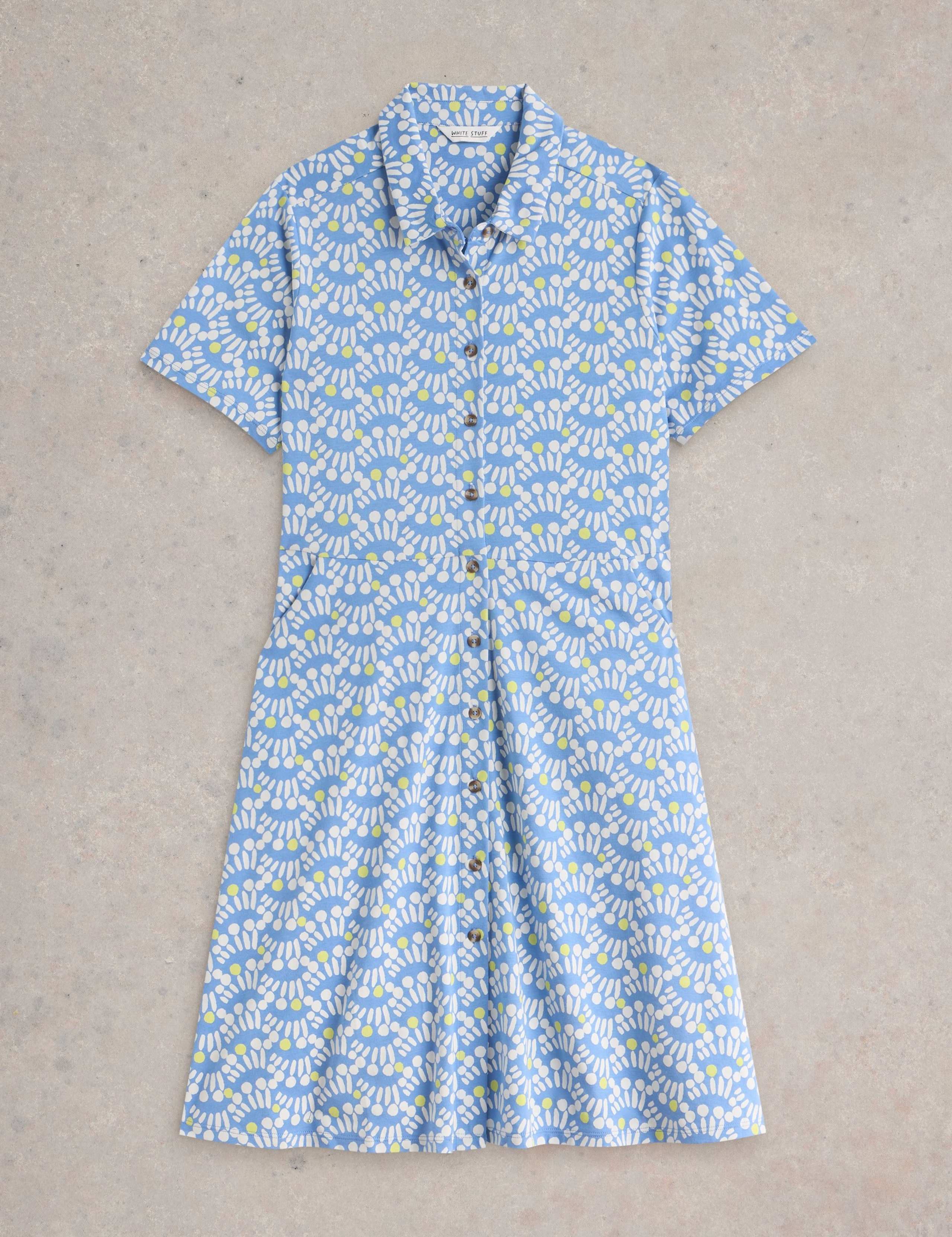 Jersey Printed Knee Length Shirt Dress 2 of 6