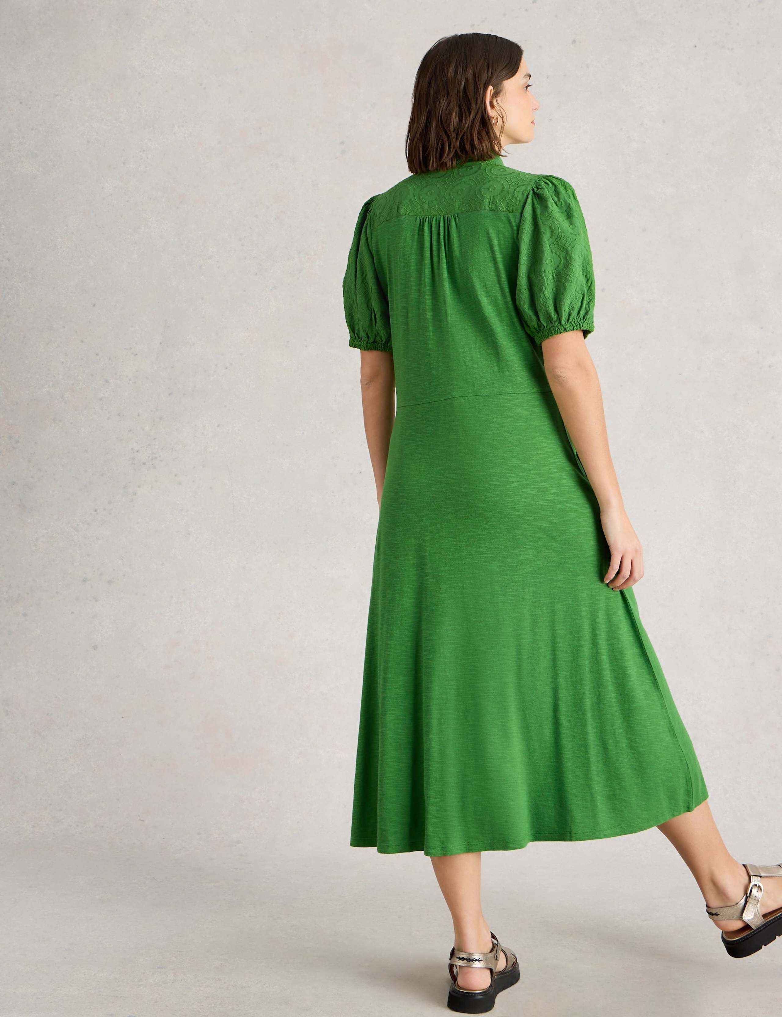 Cotton Rich Broderie Midi Shirt Dress 4 of 6