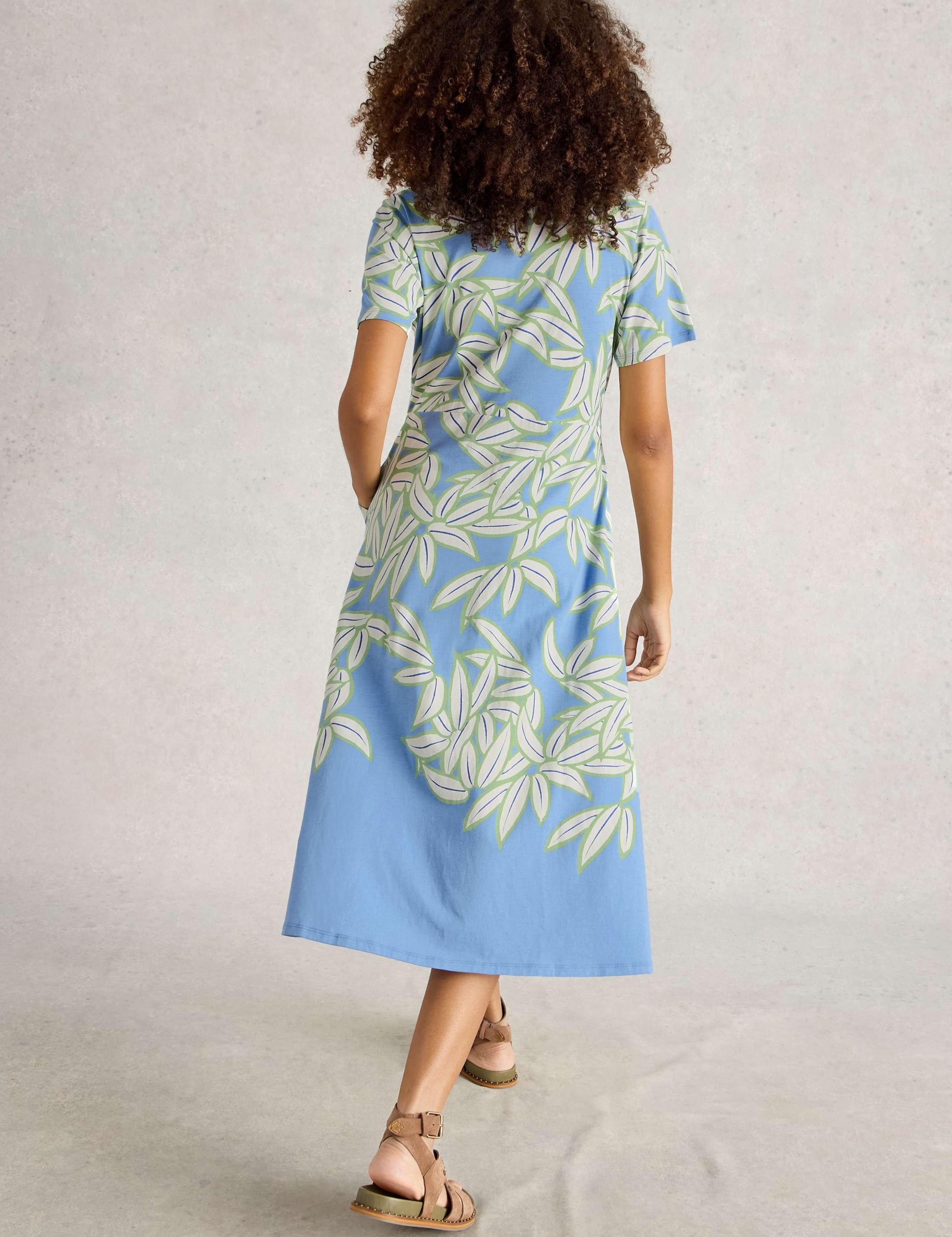 Jersey Printed Collared Button Front Midi Shirt Dress 4 of 6