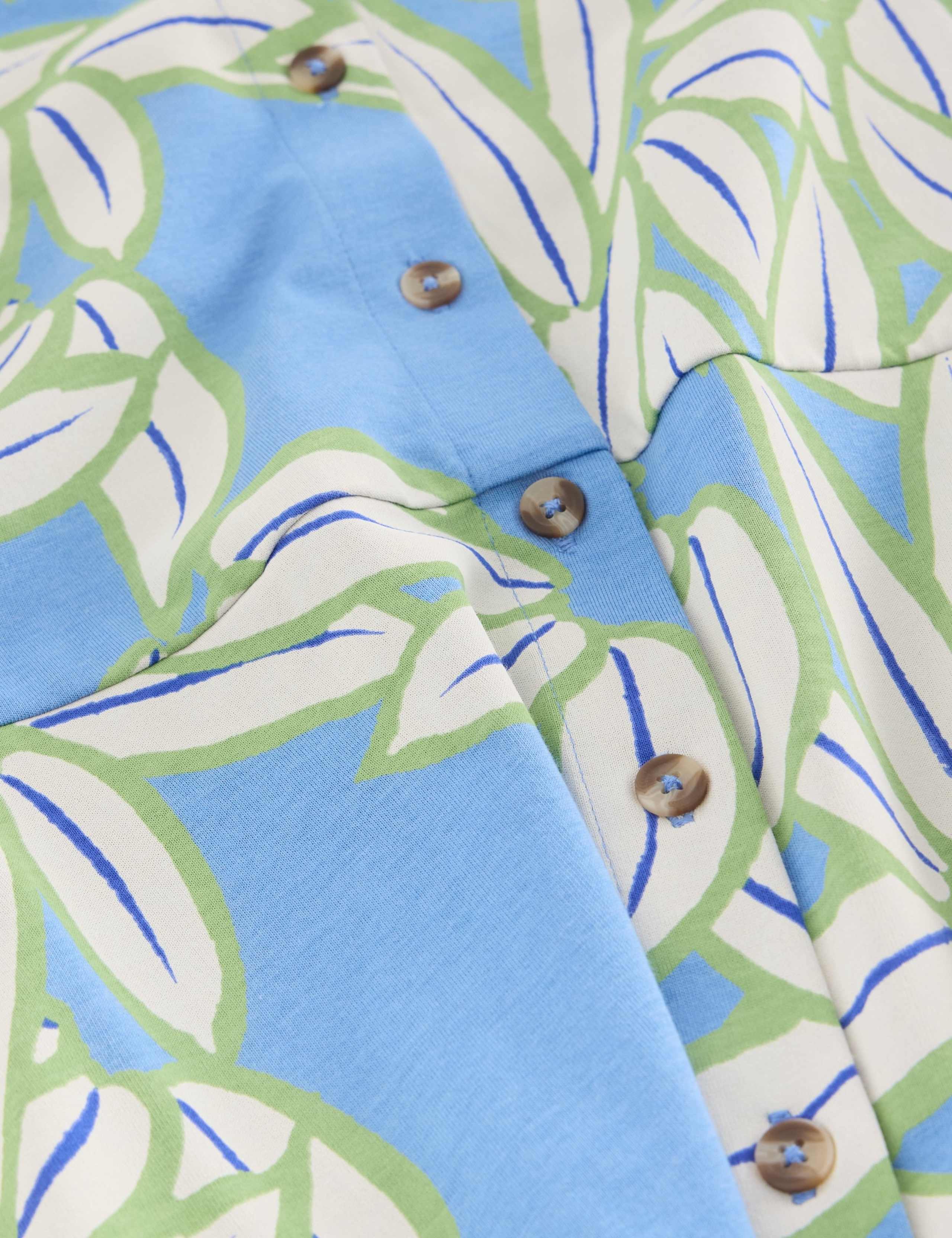 Jersey Printed Collared Button Front Midi Shirt Dress 6 of 6