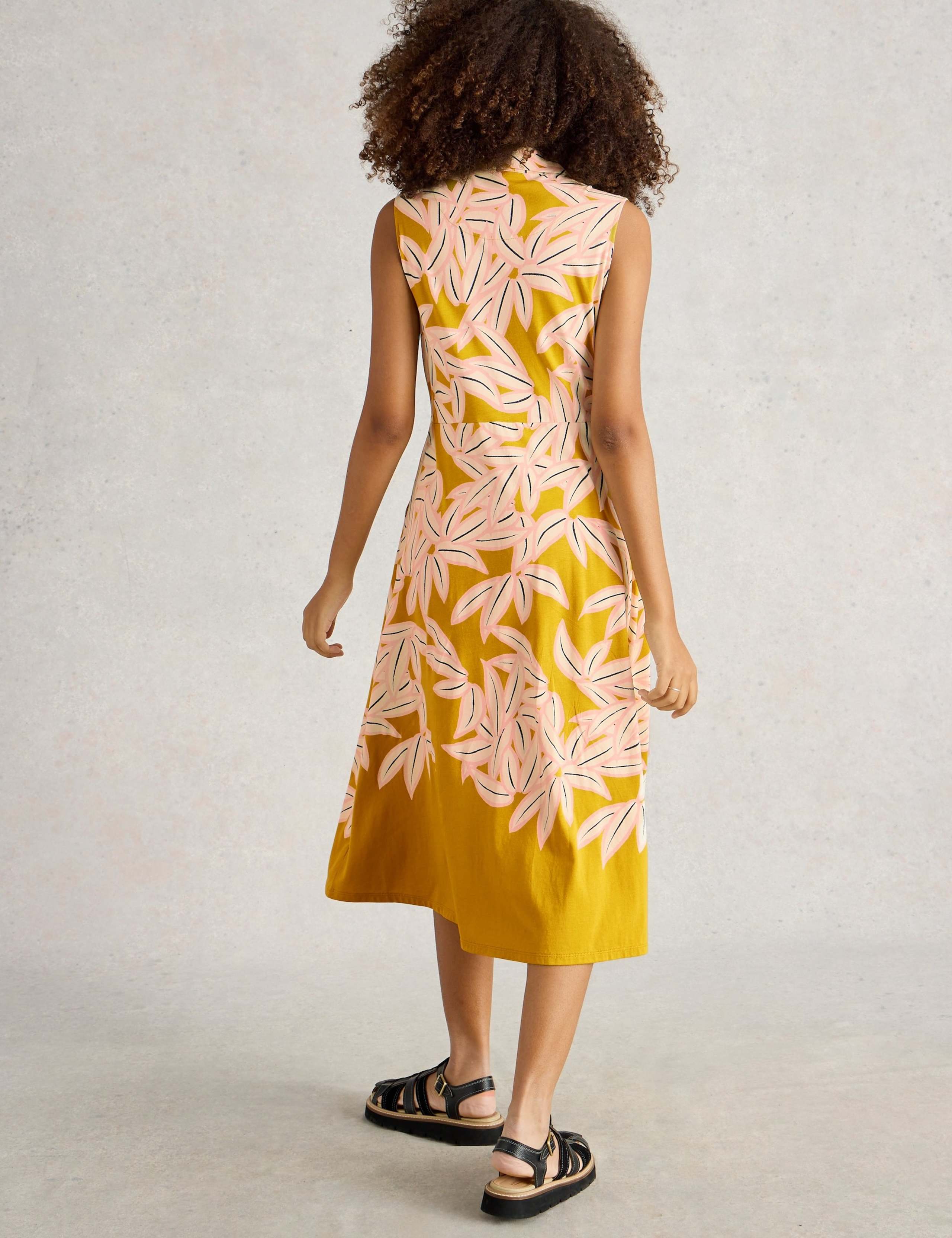 Cotton Blend Jersey Printed Midi Shirt Dress 4 of 6