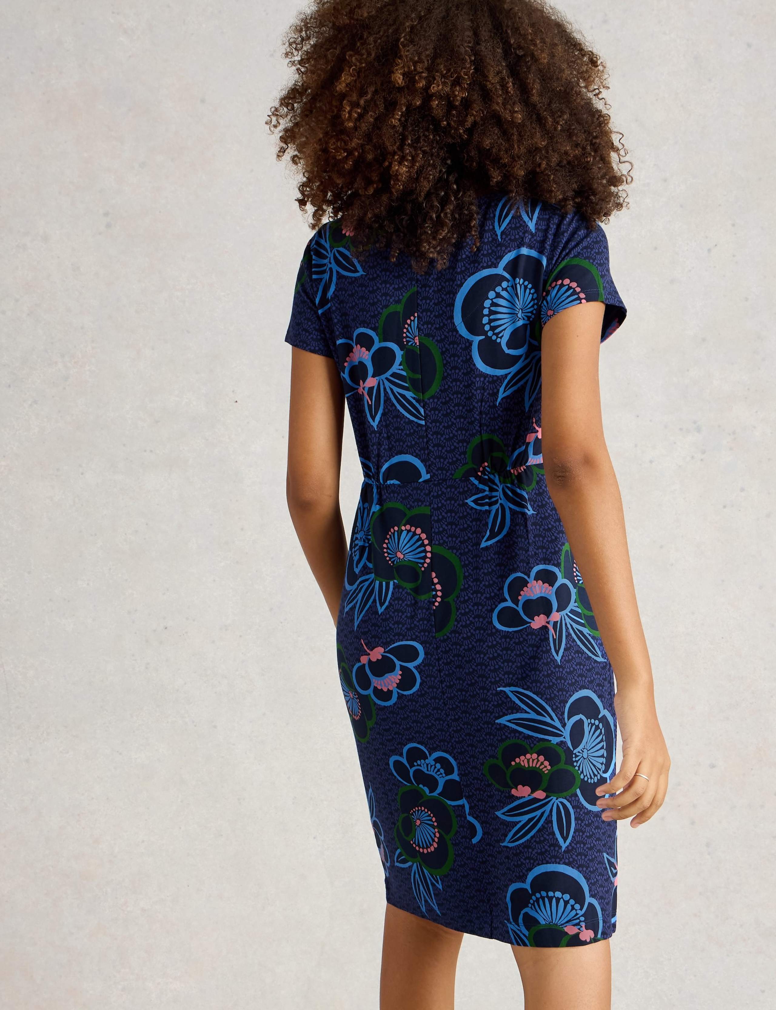 Jersey Striped V-Neck Tea Dress 3 of 5