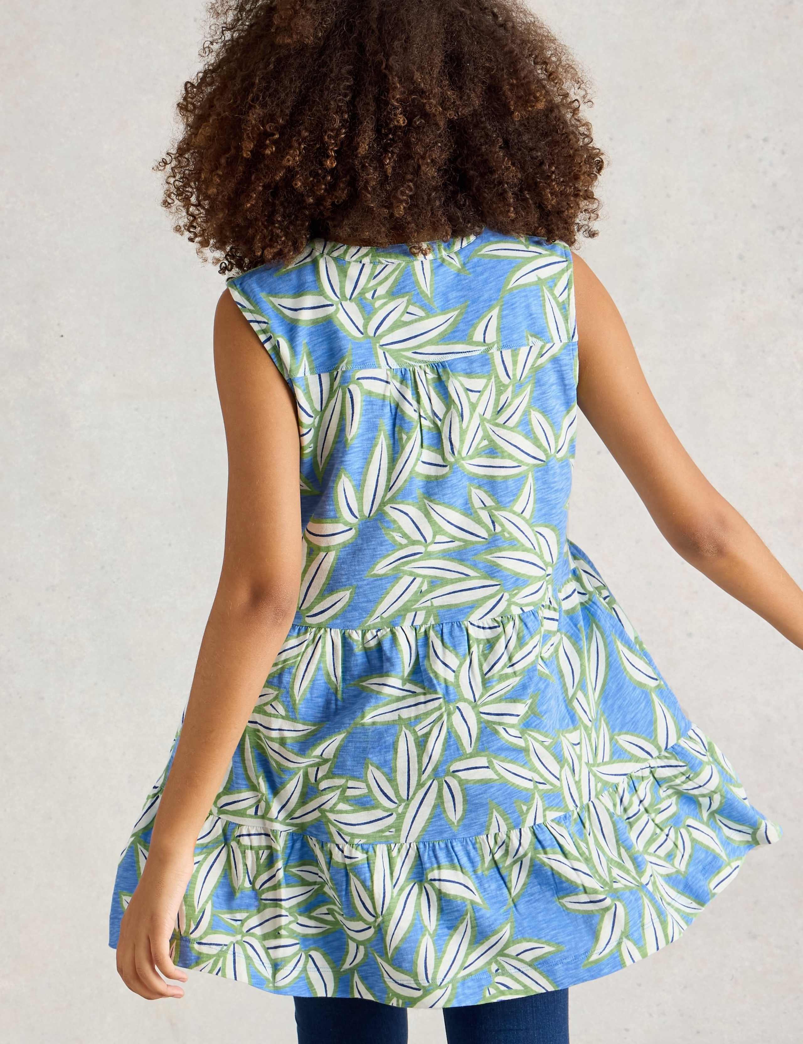 Pure Cotton Leaf Print V-Neck Tunic 4 of 6