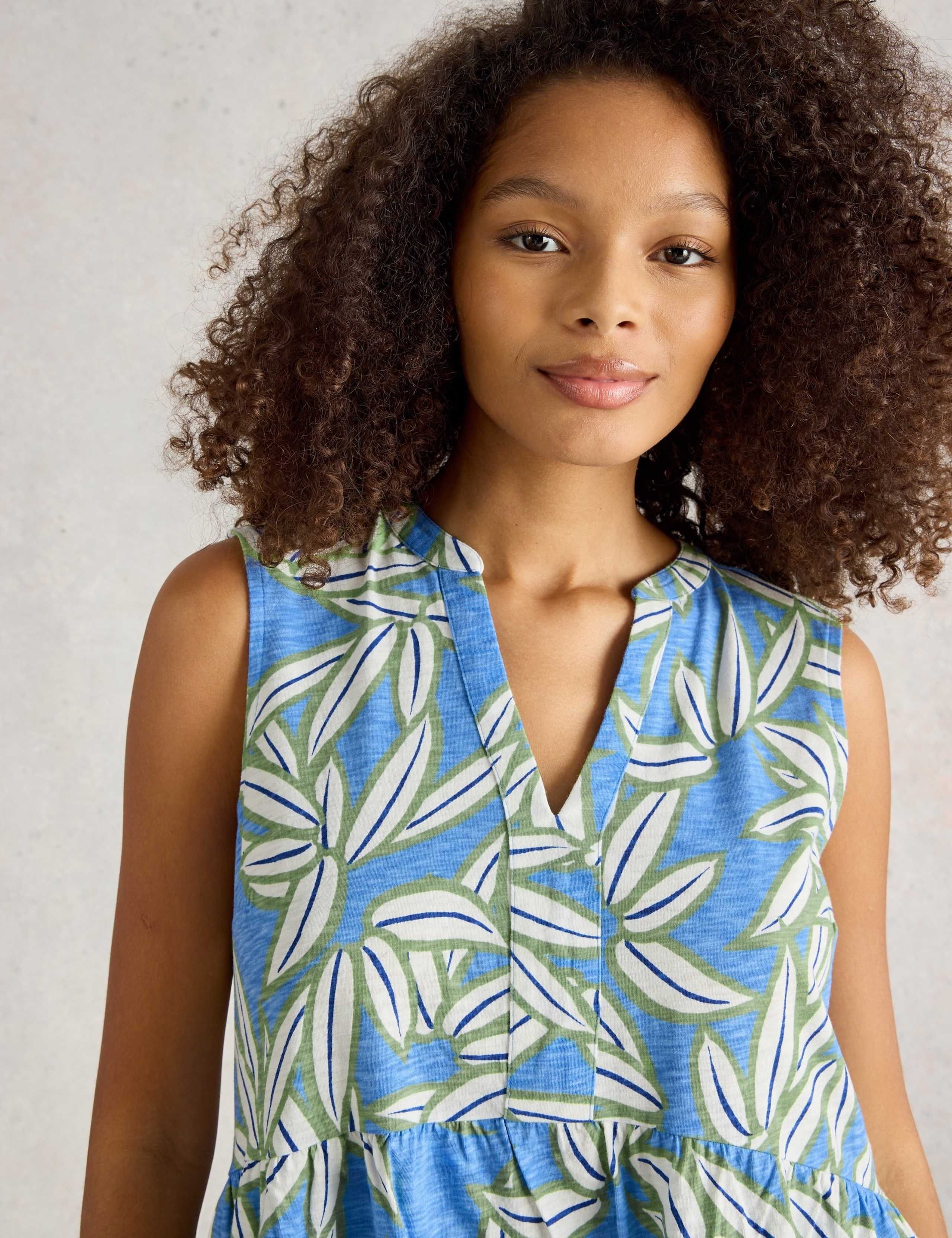 Pure Cotton Leaf Print V-Neck Tunic 5 of 6