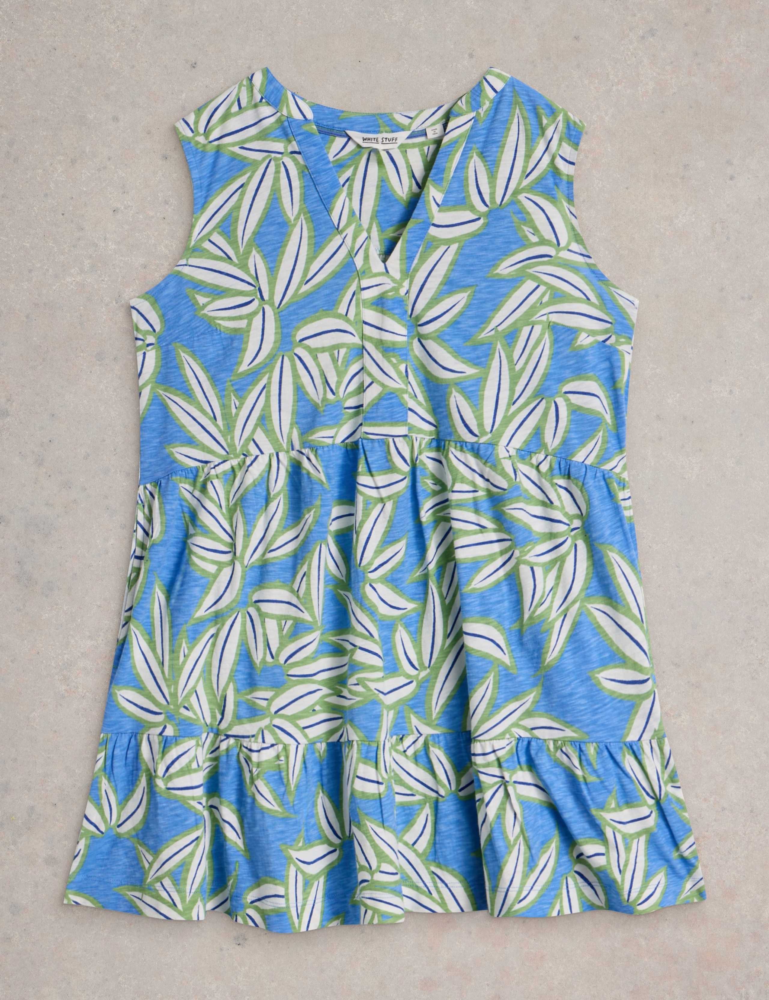 Pure Cotton Leaf Print V-Neck Tunic 2 of 6