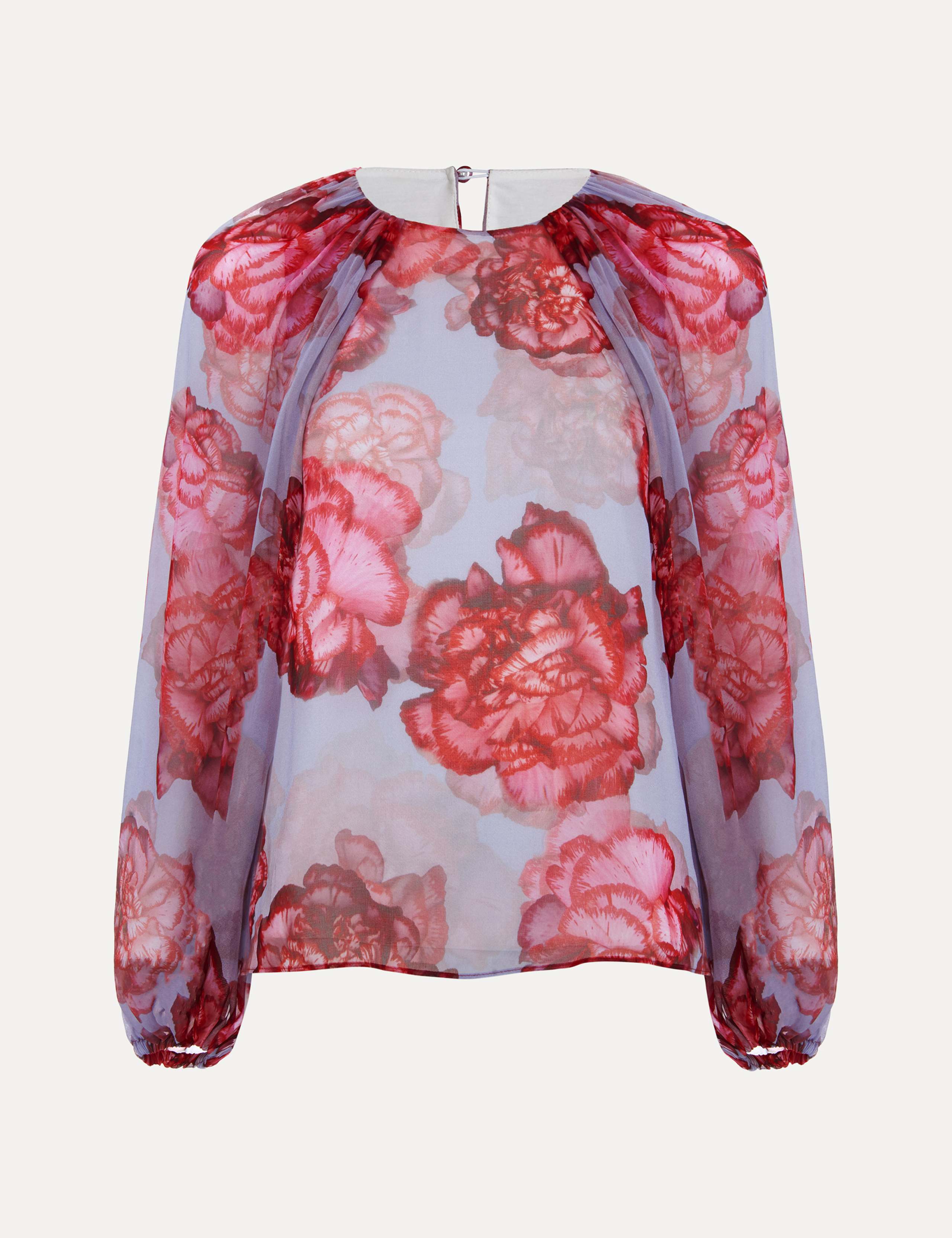 Pure Silk Floral Blouson Sleeve Blouse 2 of 7