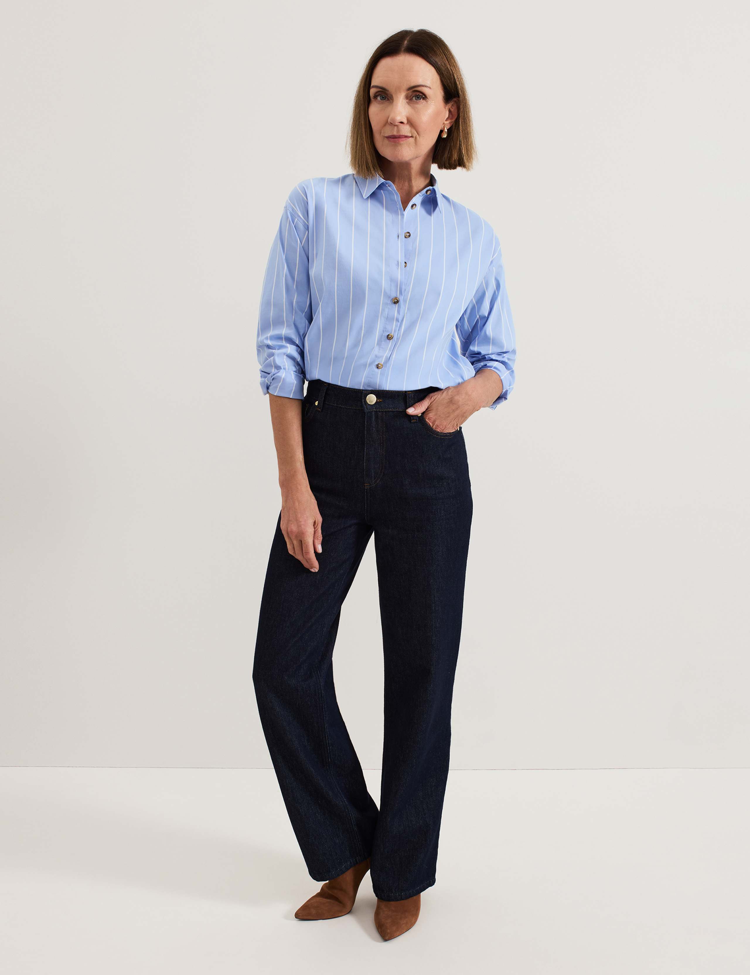 Cotton Blend Striped Collared Shirt 3 of 6