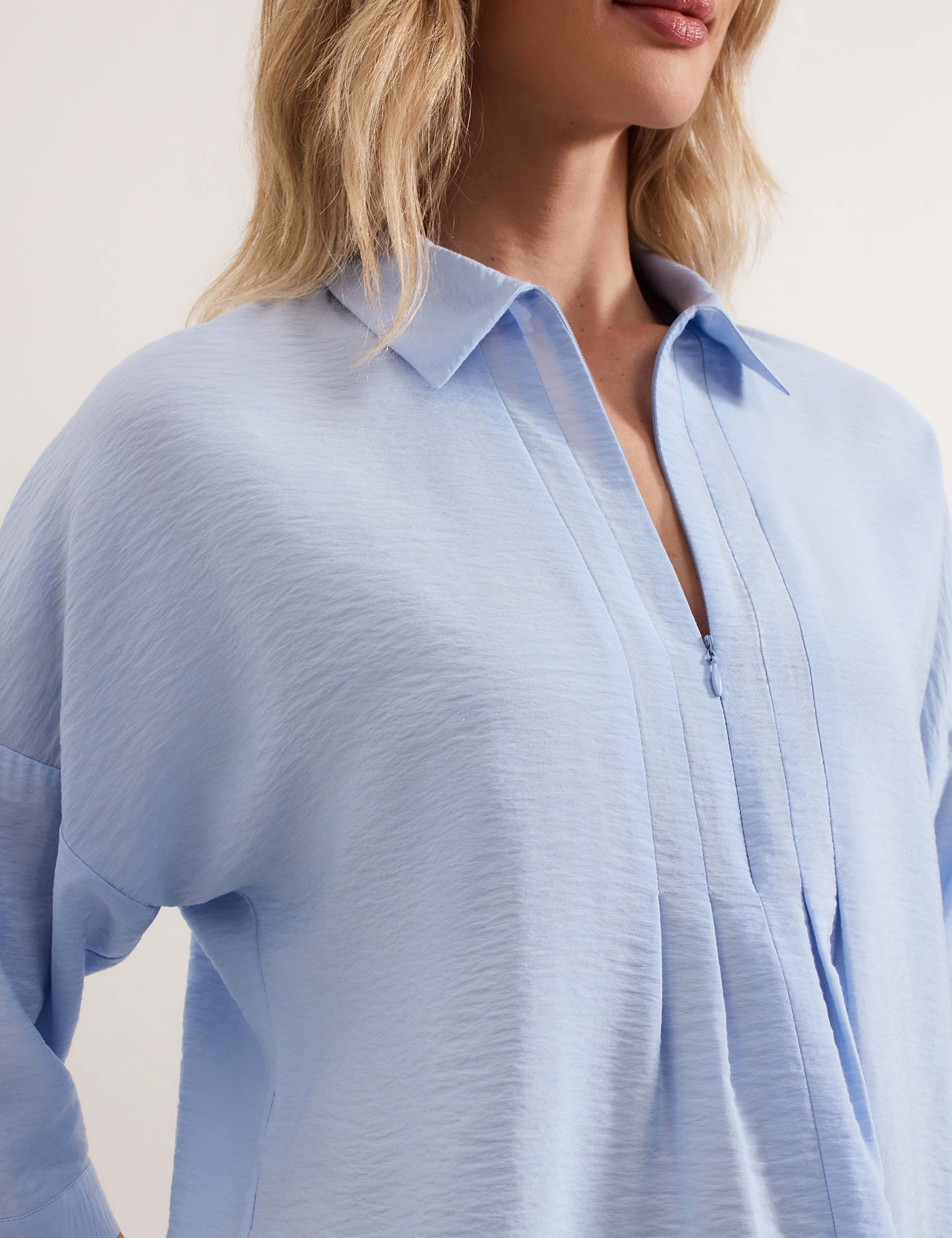 Collared Zip Pleat Detail Shirt 5 of 6