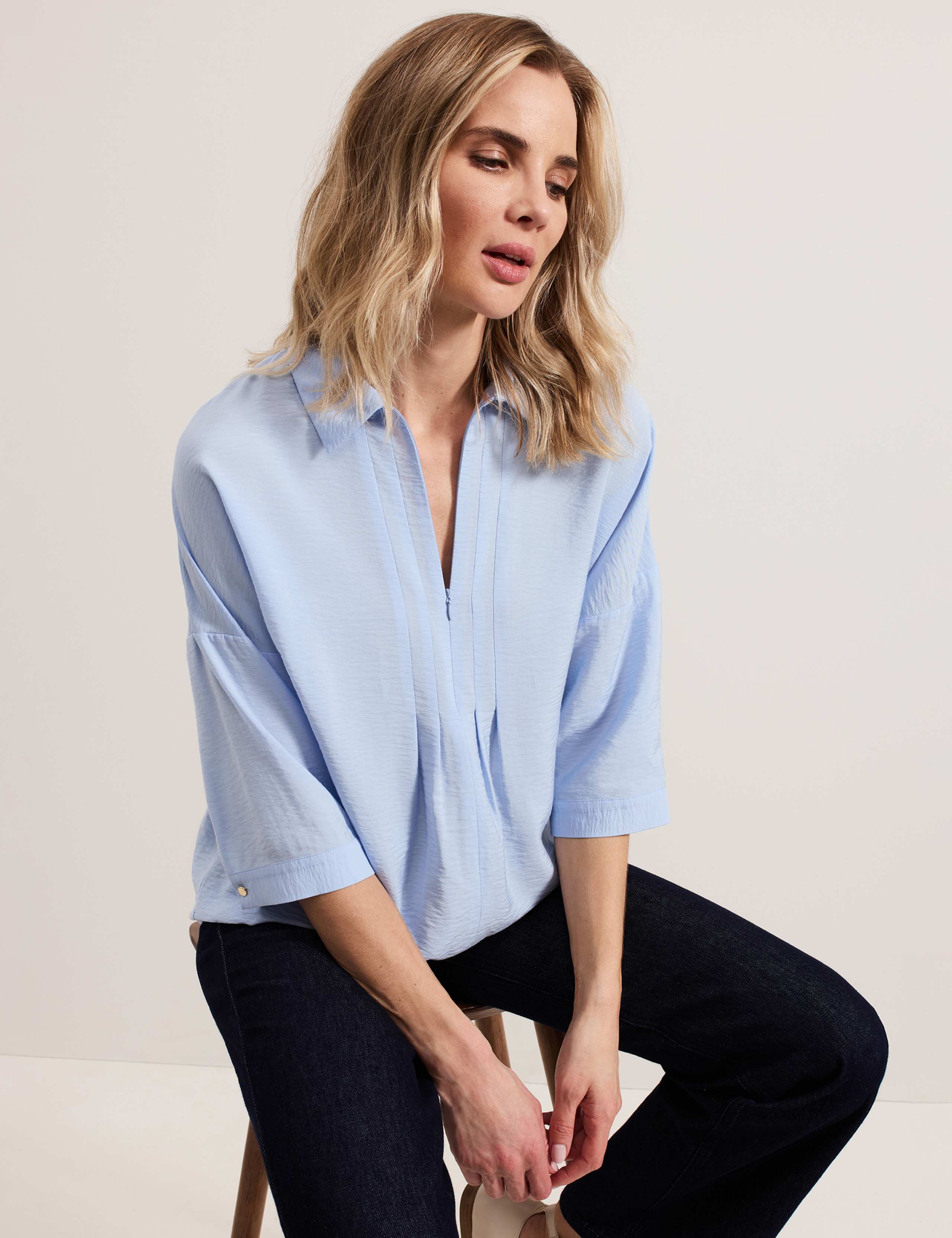 Collared Zip Pleat Detail Shirt 6 of 6