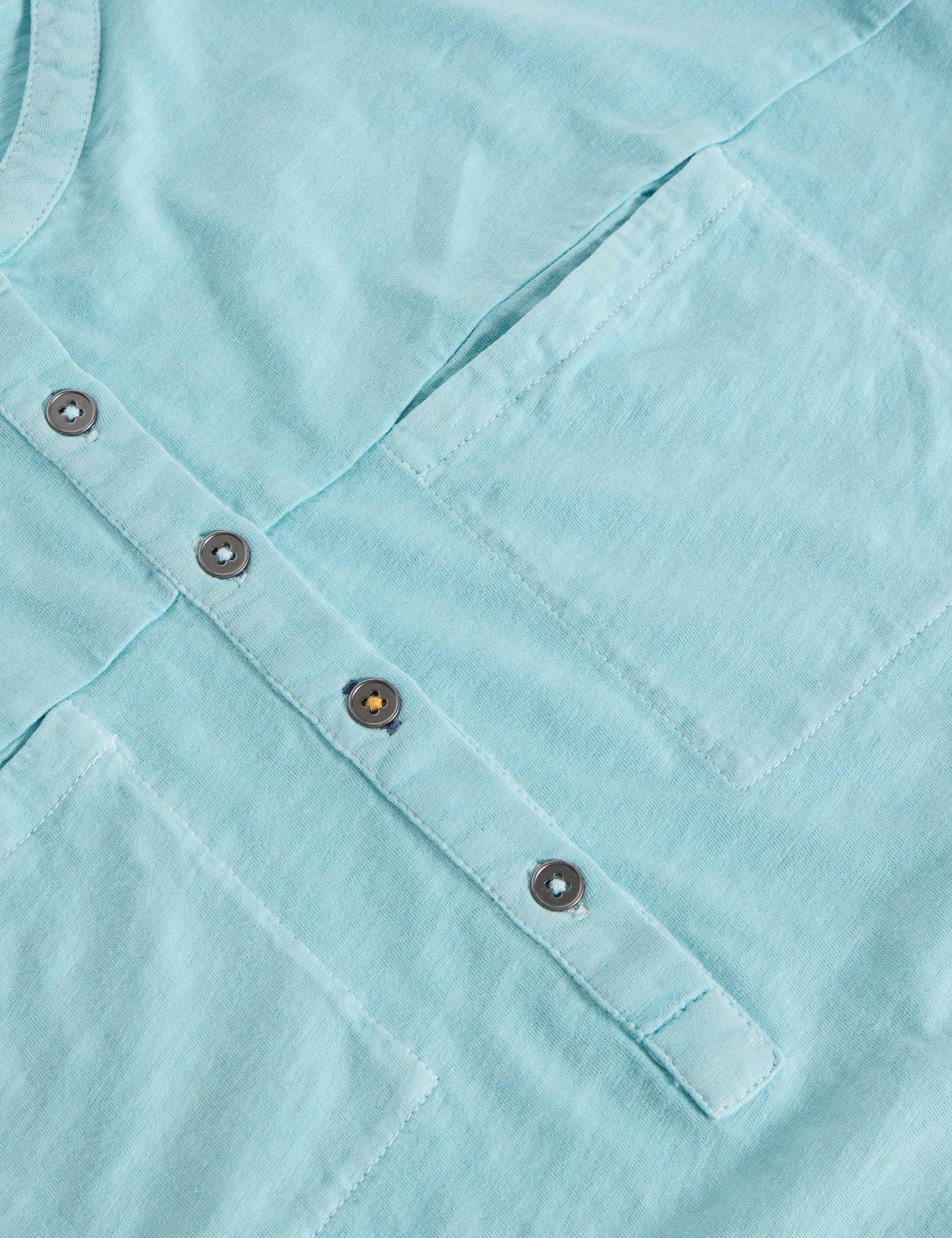 Pure Cotton Crew Neck Button Detail Shirt 3 of 7