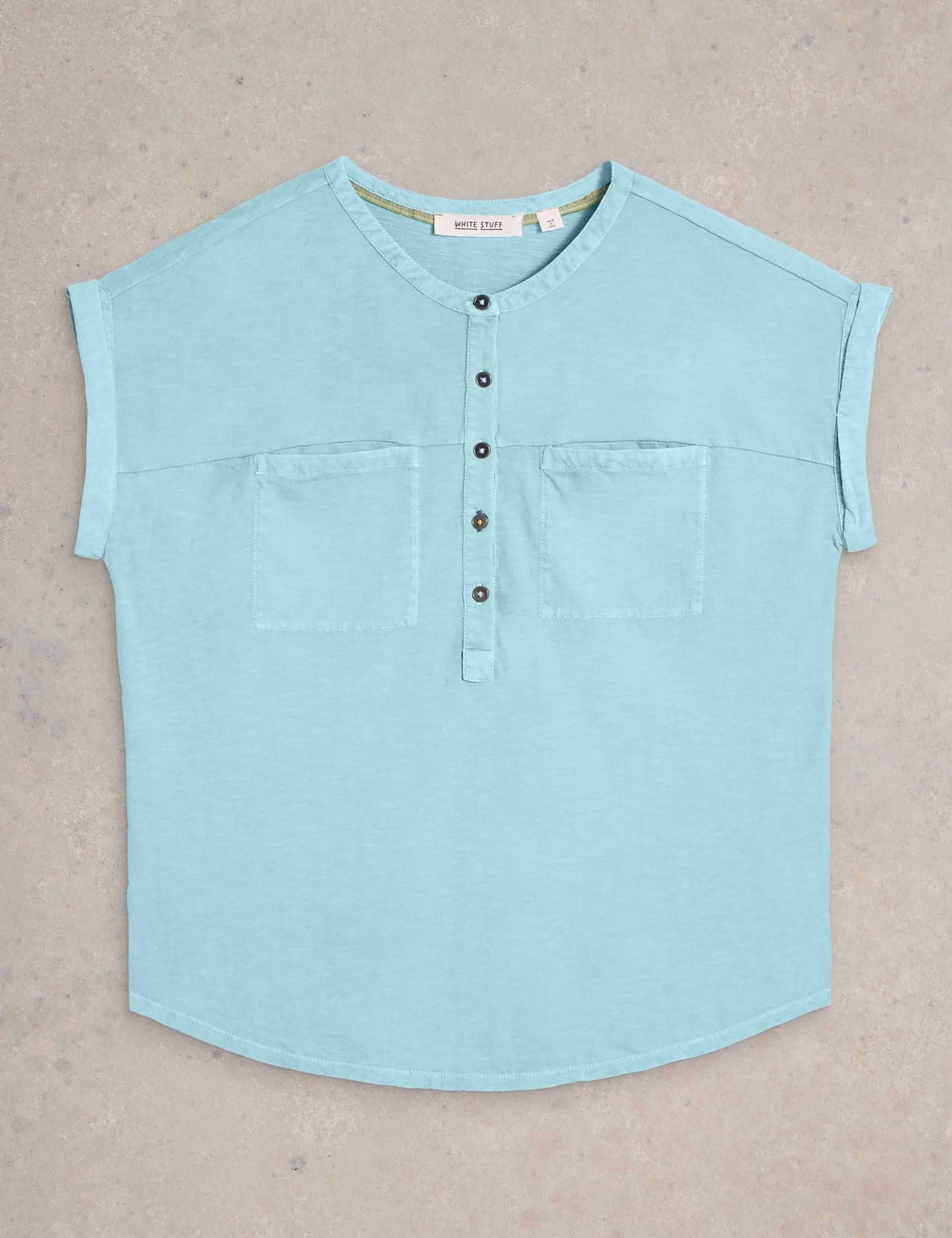 Pure Cotton Crew Neck Button Detail Shirt 2 of 7