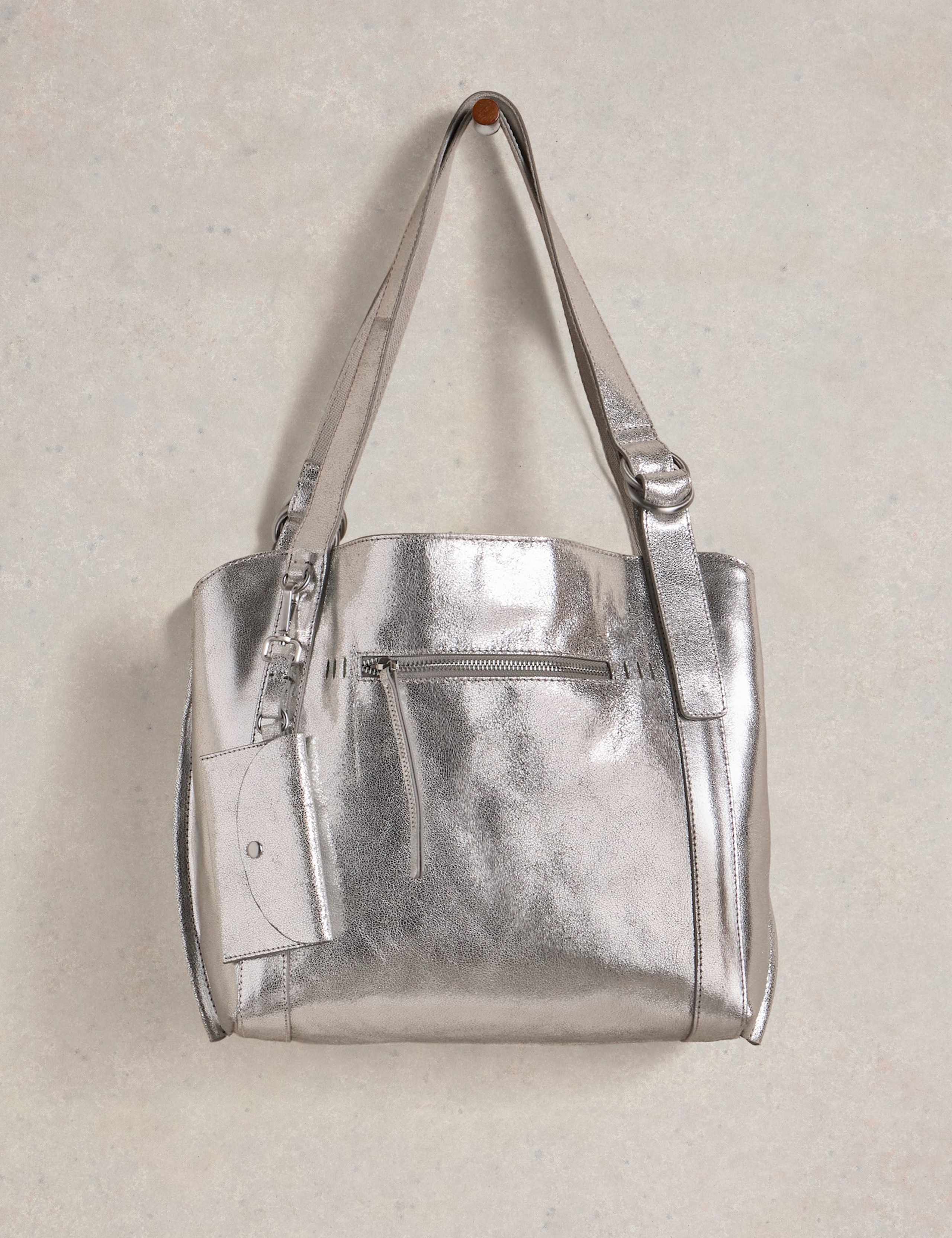Metallic Leather Tote Bag 2 of 5