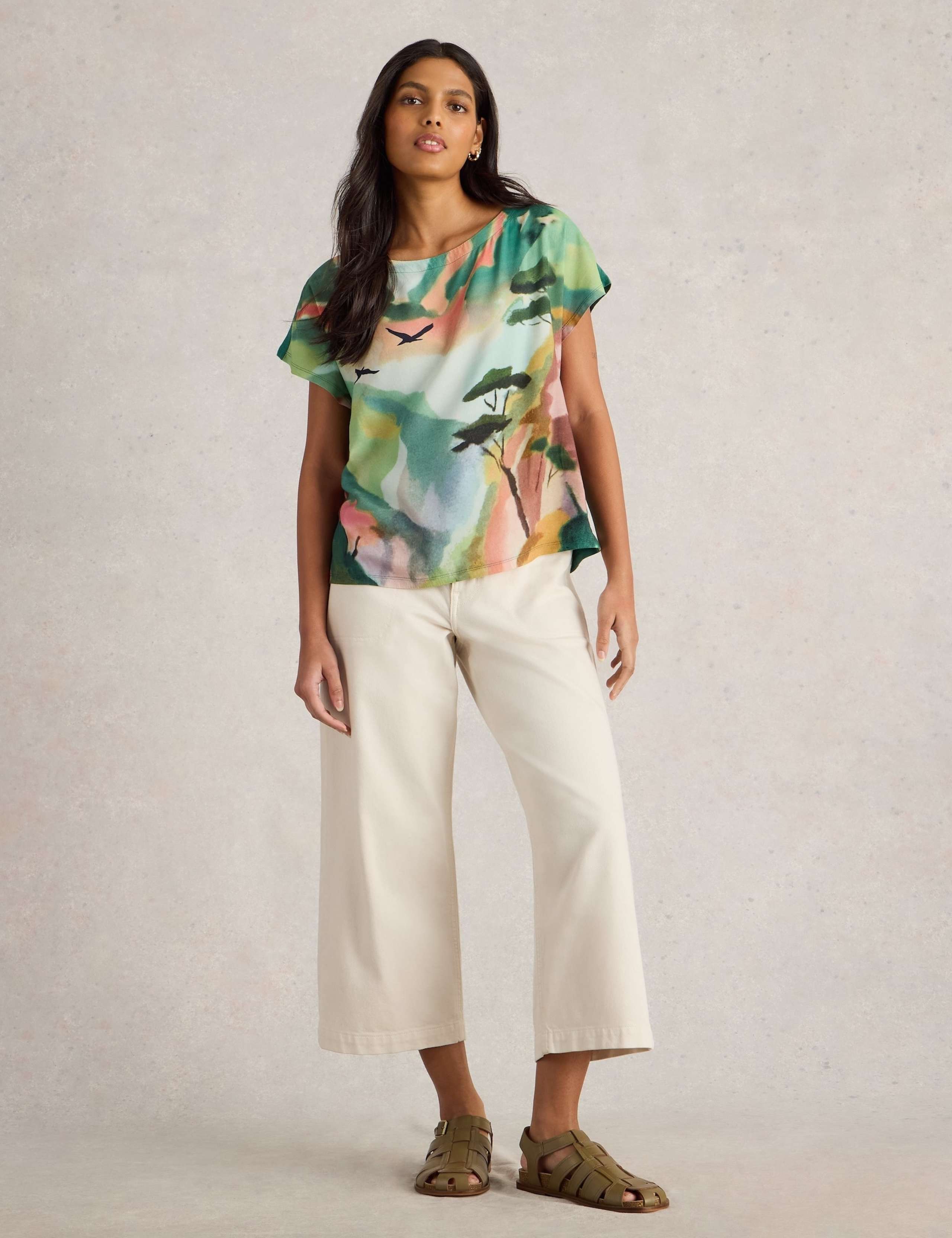 Cotton Modal Blend Bird Print T-Shirt 3 of 6