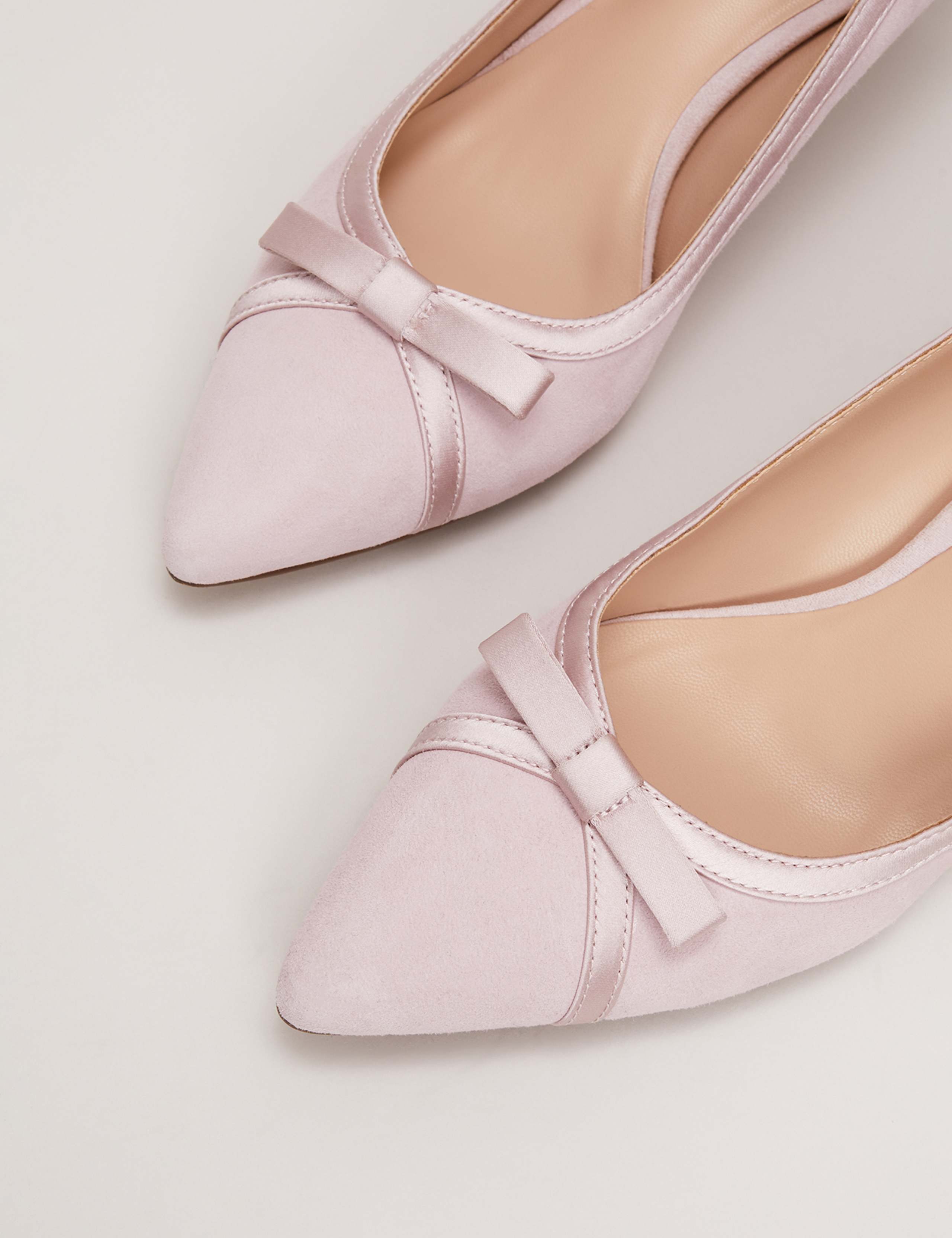 Suede Bow Kitten Heel Pointed Court Shoes 8 of 9