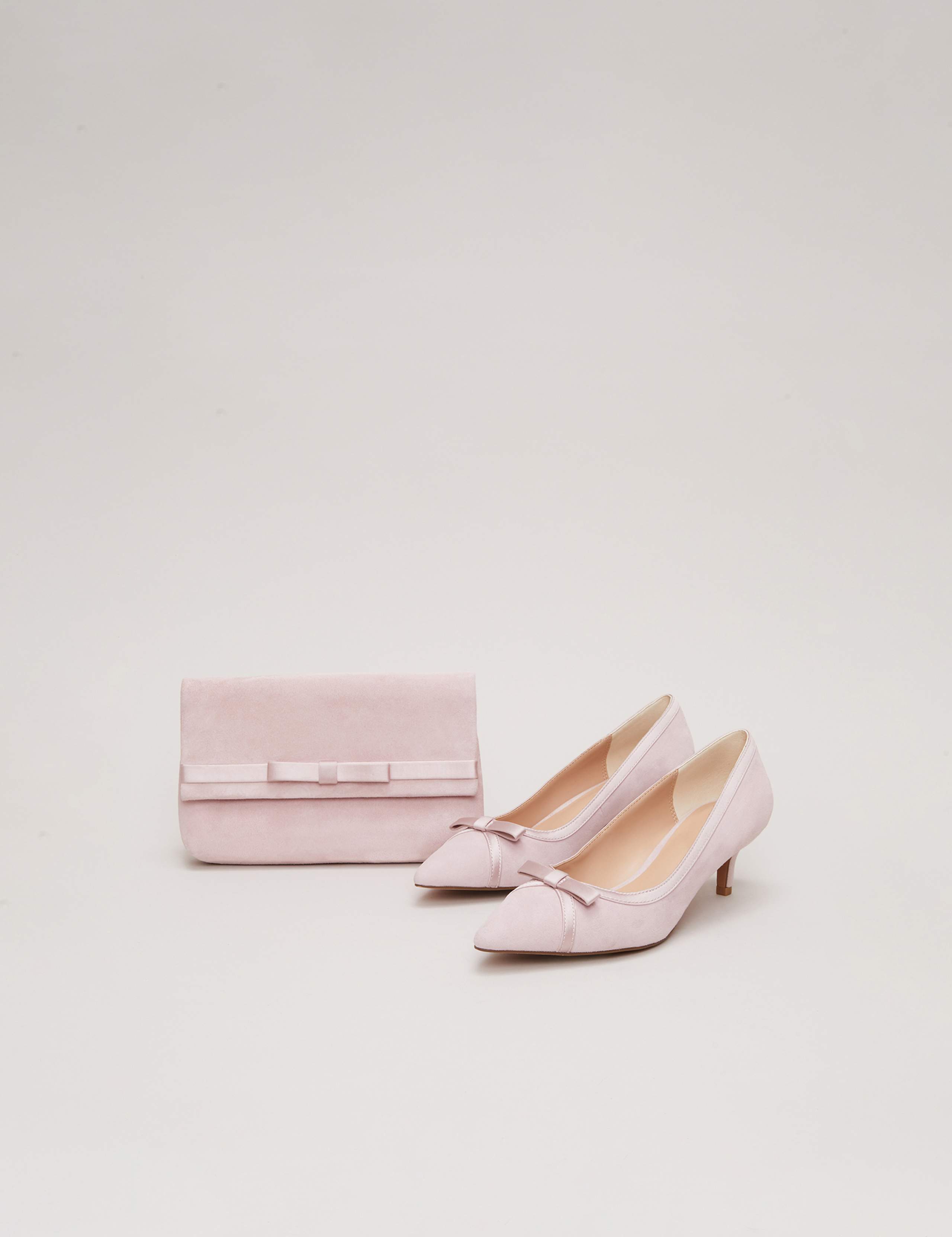Suede Bow Kitten Heel Pointed Court Shoes 9 of 9