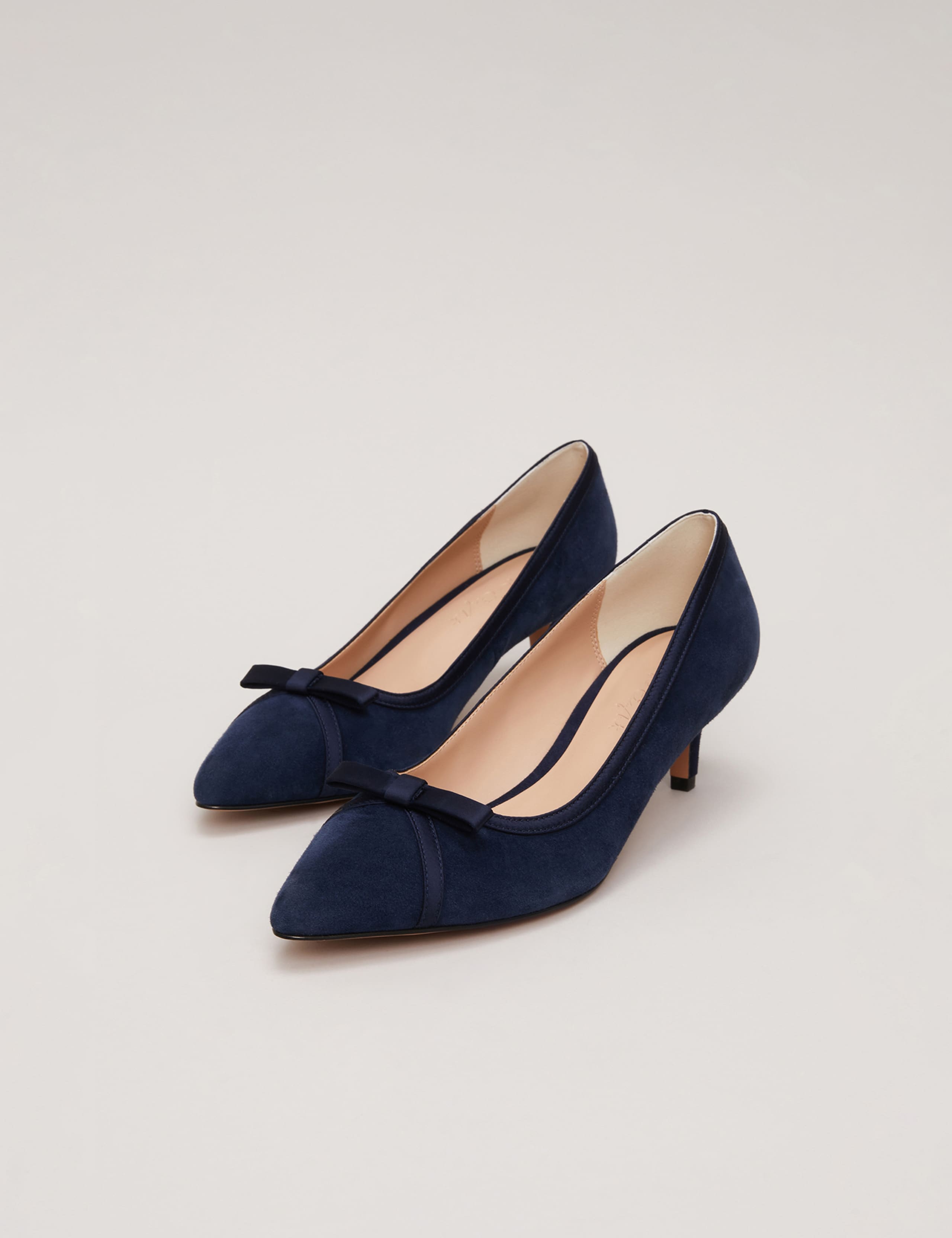 Suede Bow Kitten Heel Pointed Court Shoes 6 of 9