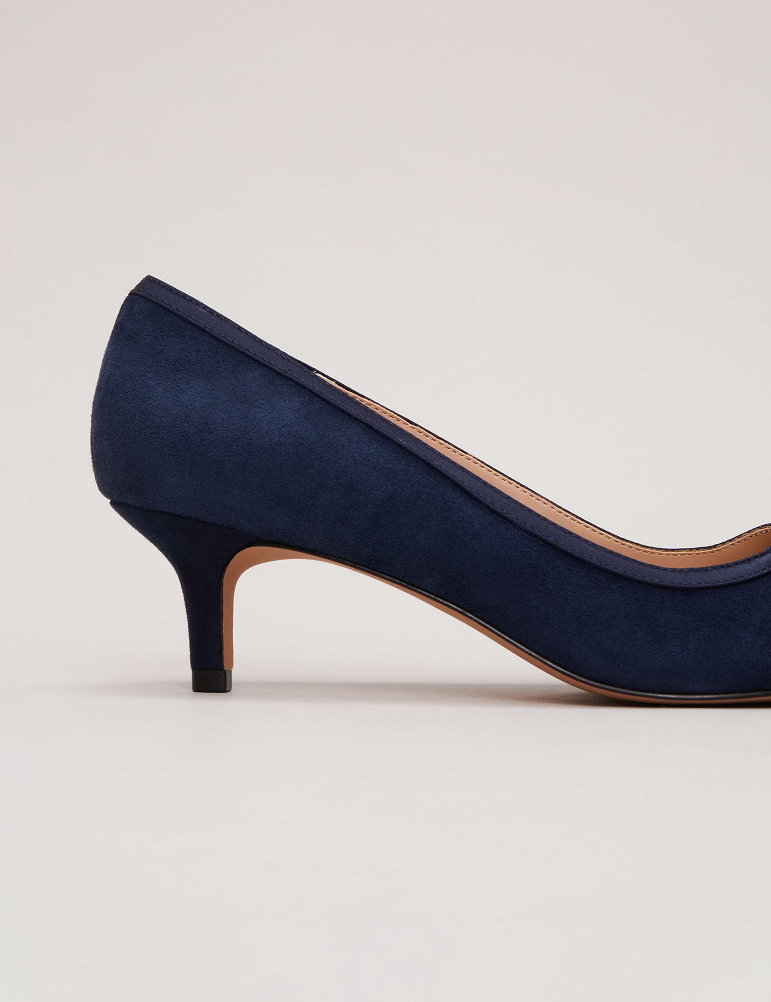 Suede Bow Kitten Heel Pointed Court Shoes 7 of 9