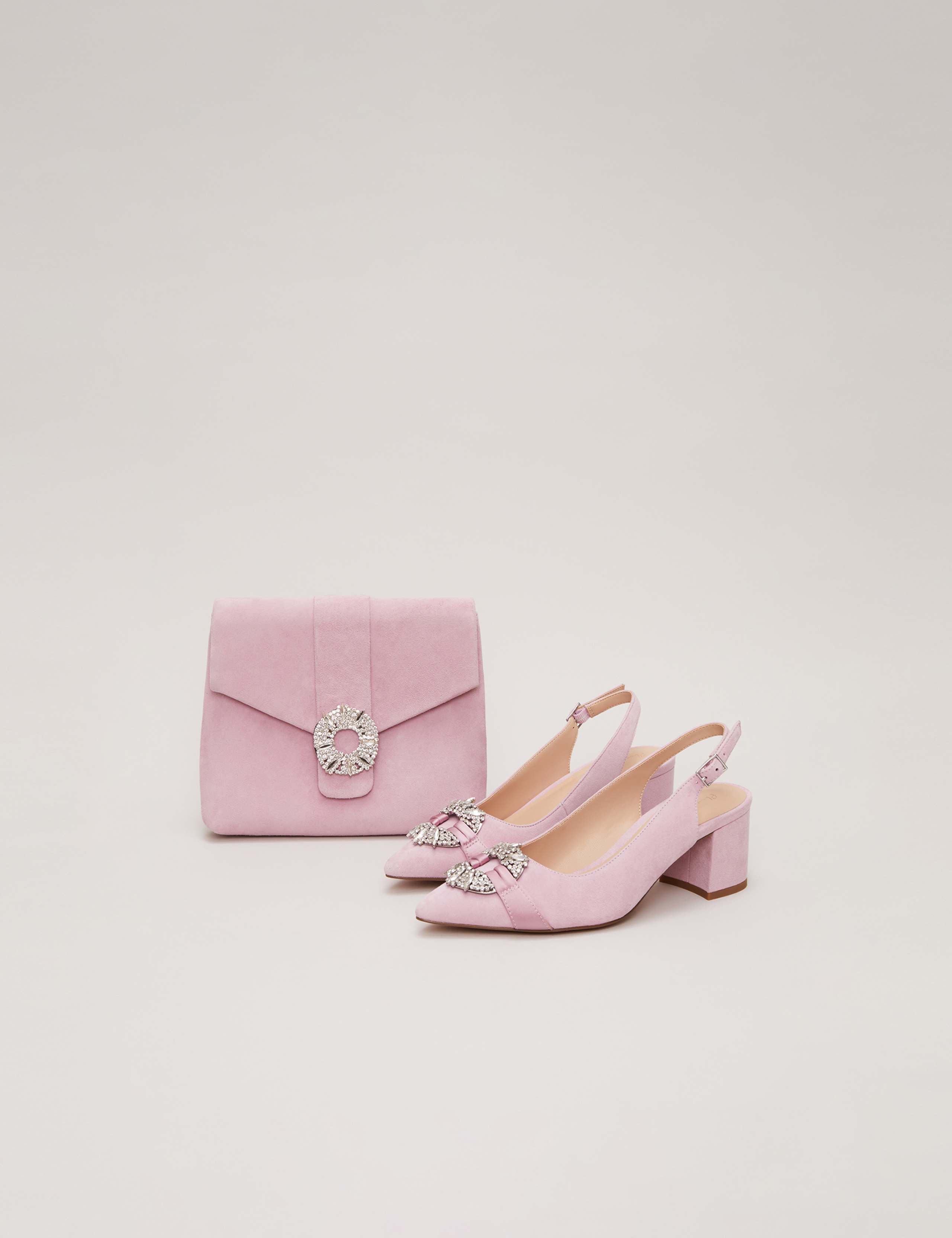 Suede Embellished Block Heel Court Shoes 9 of 9