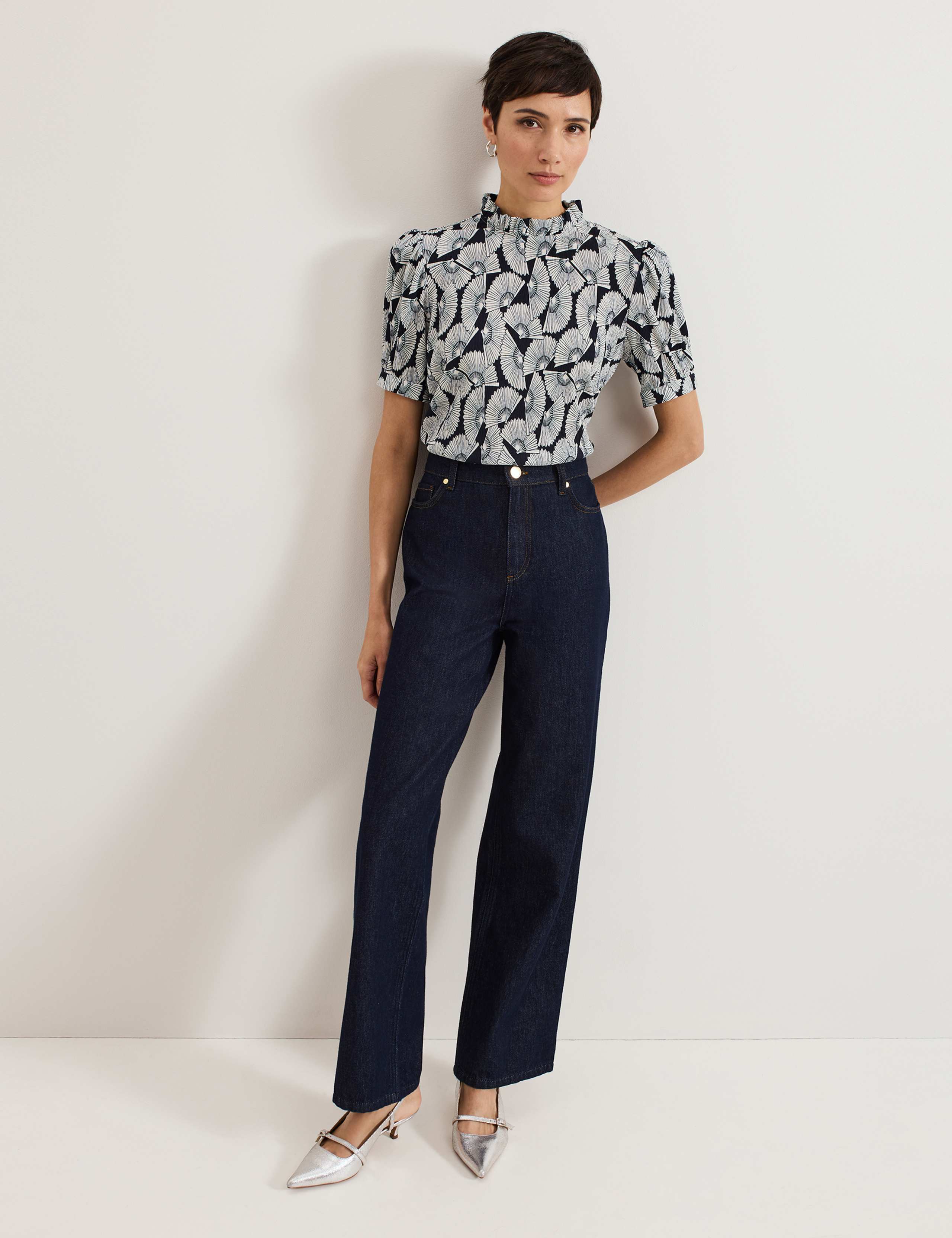 Printed Funnel Neck Top 3 of 8