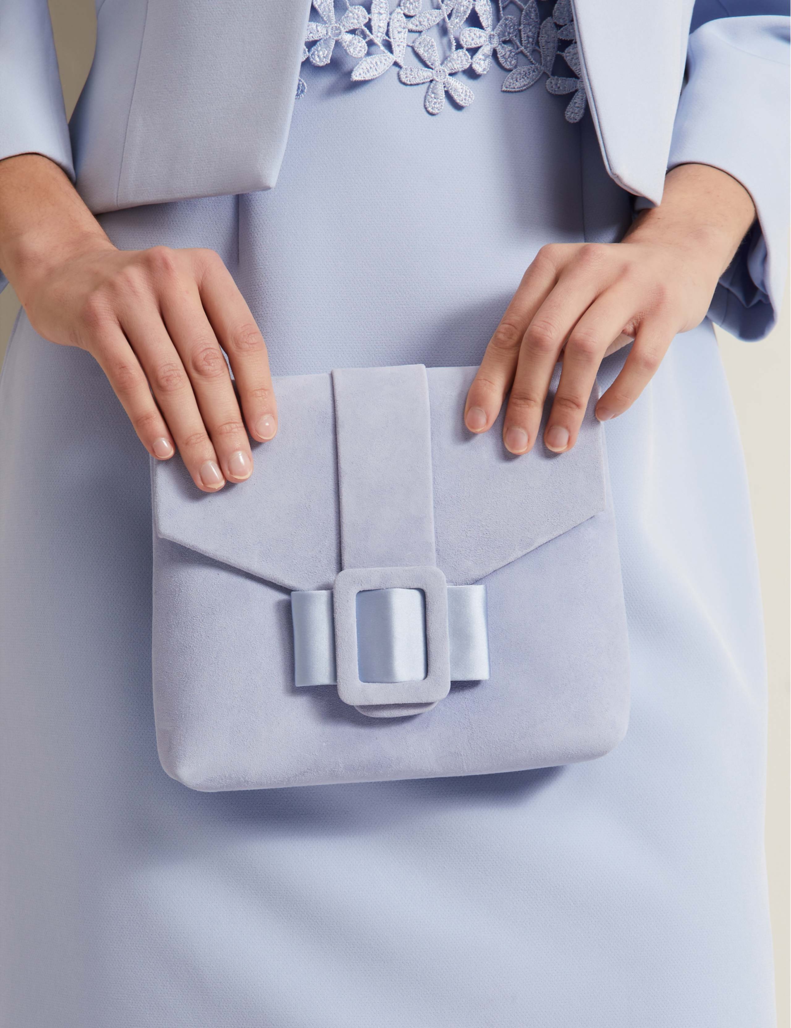 Suede Buckle Detail Clutch Bag 3 of 7