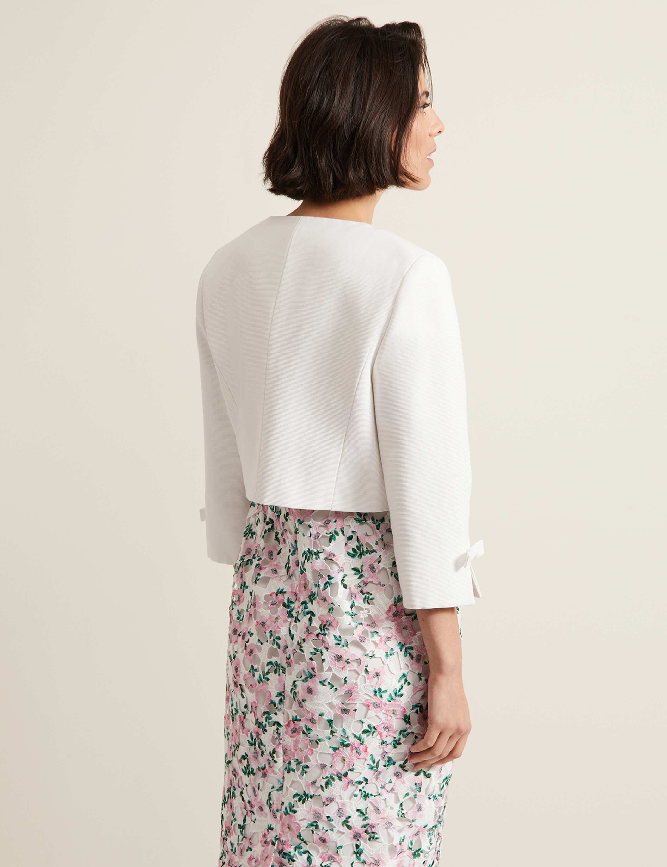Cotton Rich Collarless Bow Short Jacket 4 of 6
