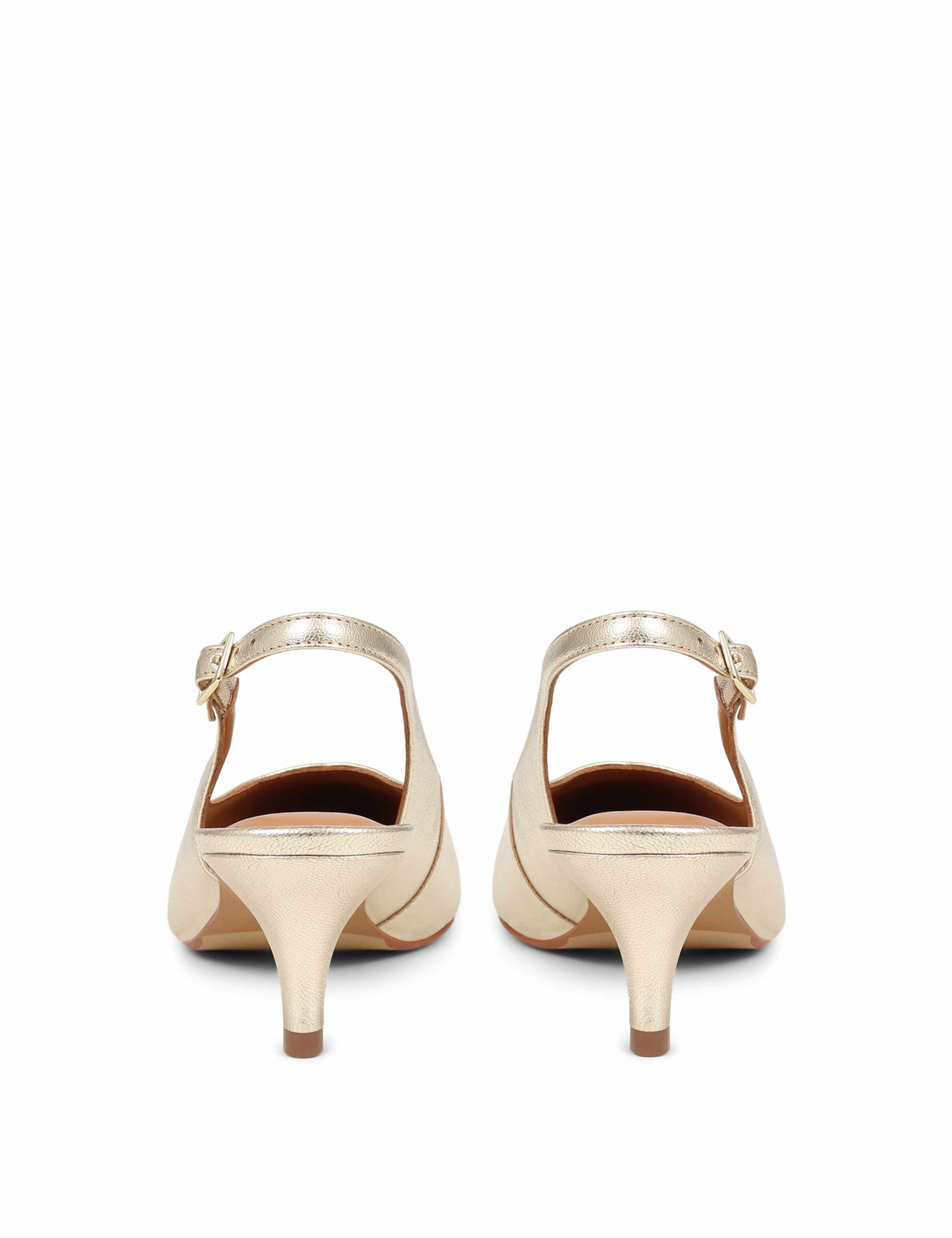 Leather Metallic Kitten Heel Slingback Shoes 6 of 7