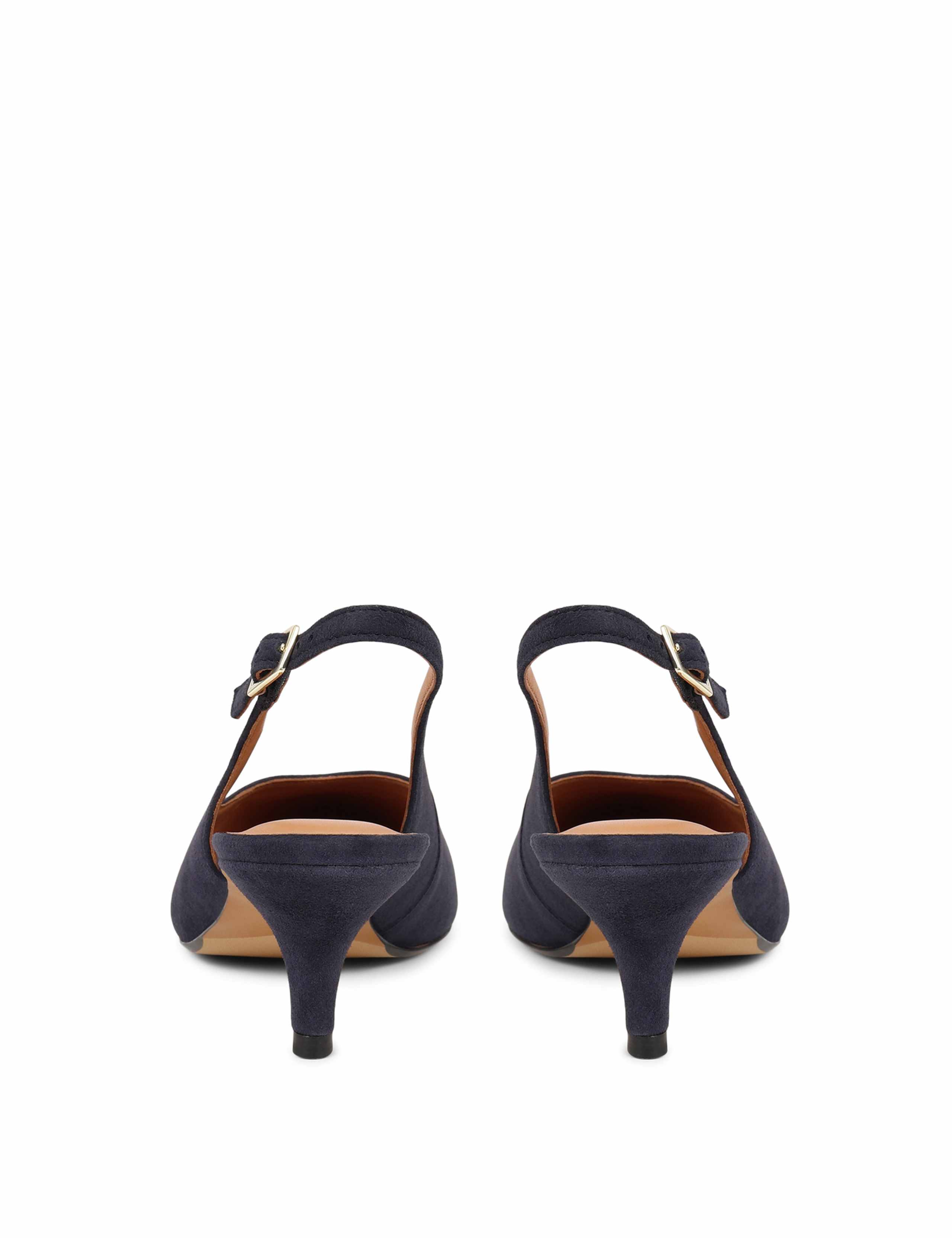 Leather Kitten Heel Pointed Slingback Shoes 4 of 6