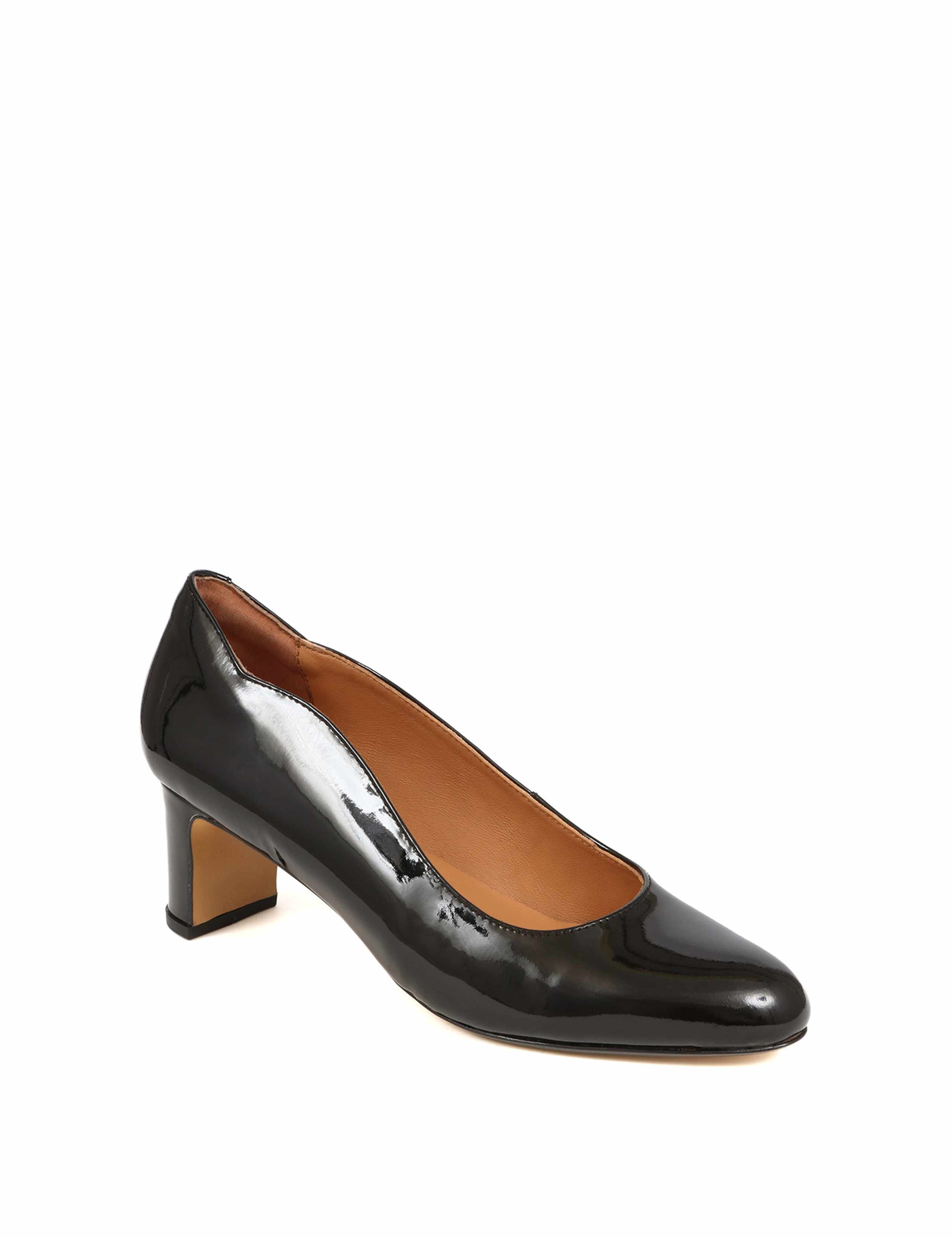 Leather Patent Slip On Block Heel Shoes 4 of 7