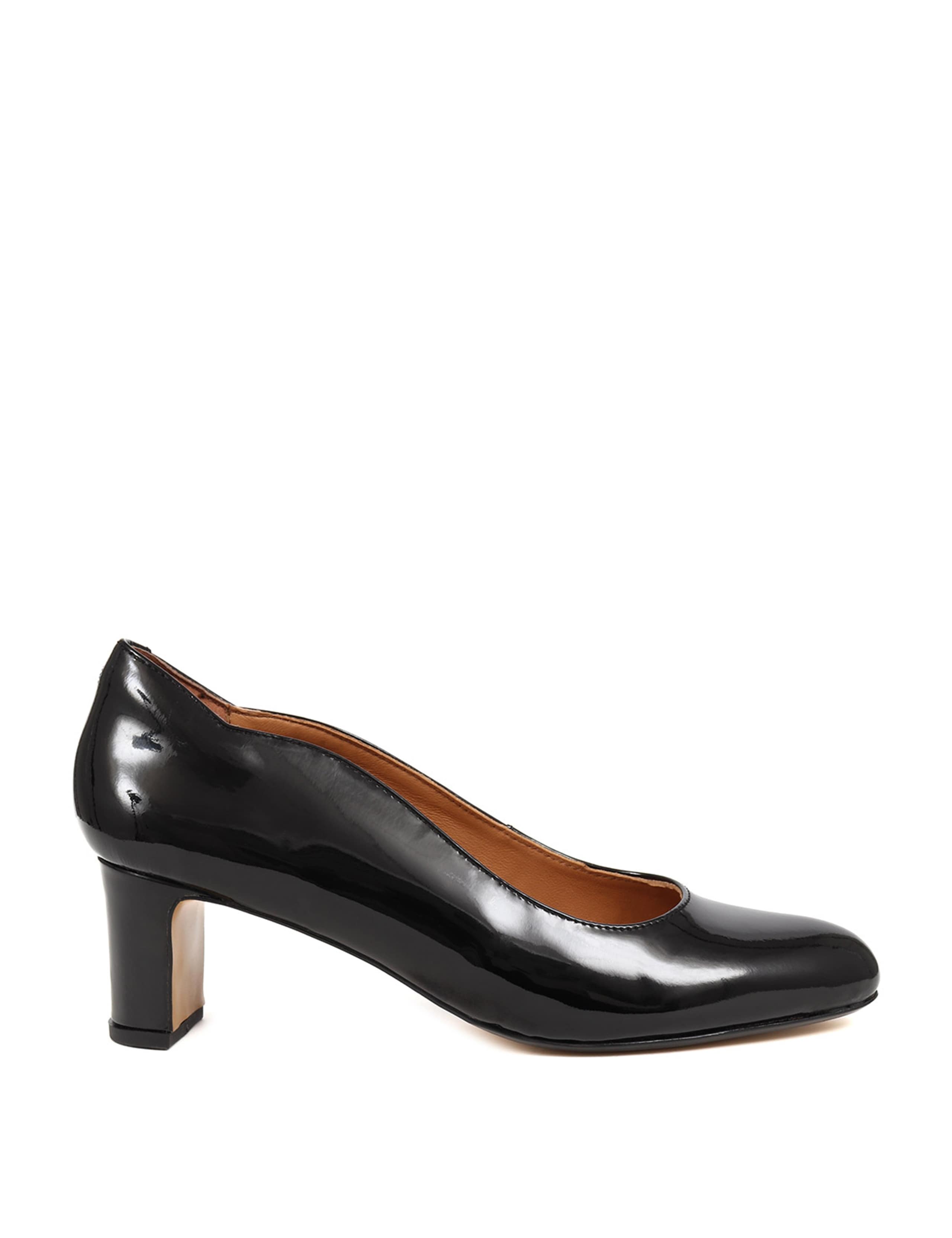 Leather Patent Block Heel Court Shoes 2 of 7
