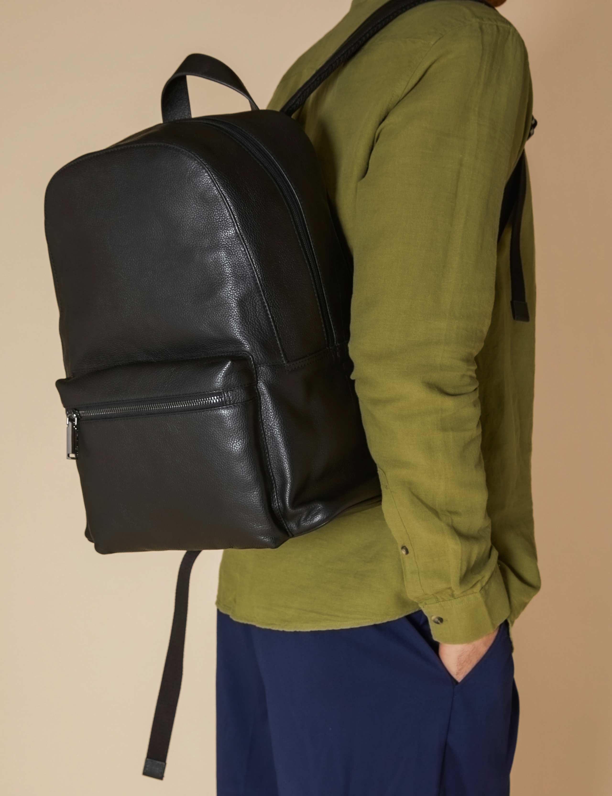 Leather Pebble Grain Backpack 1 of 3