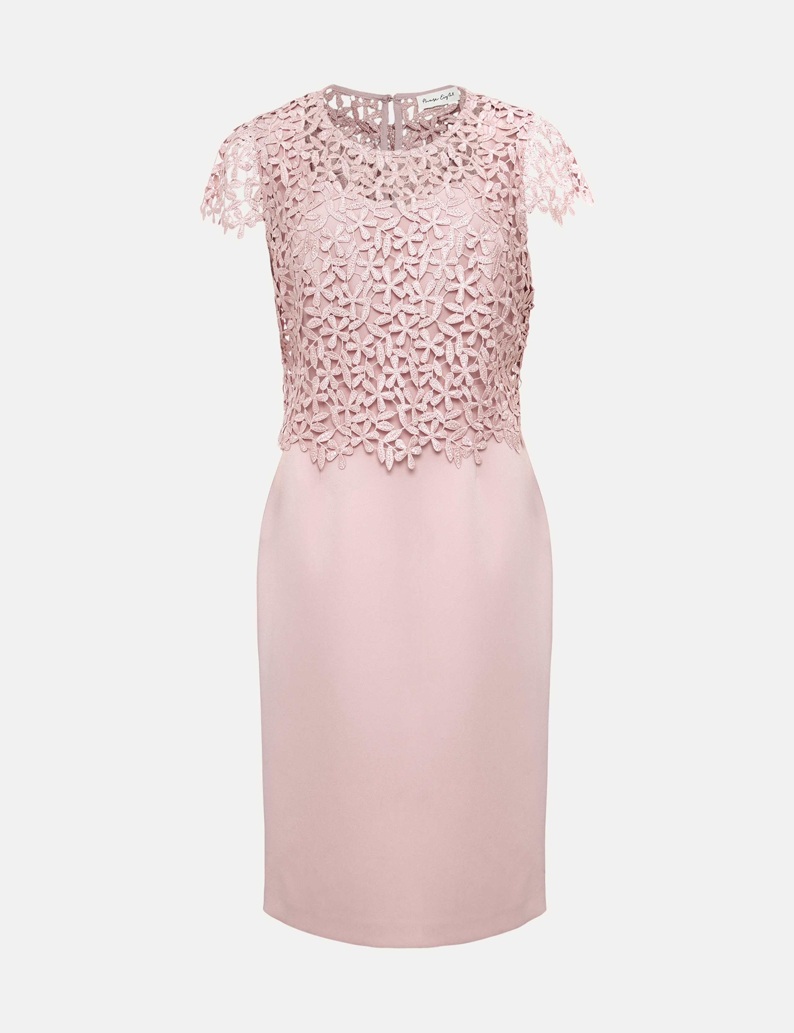 Lace Round Neck Knee Length Column Dress 2 of 7