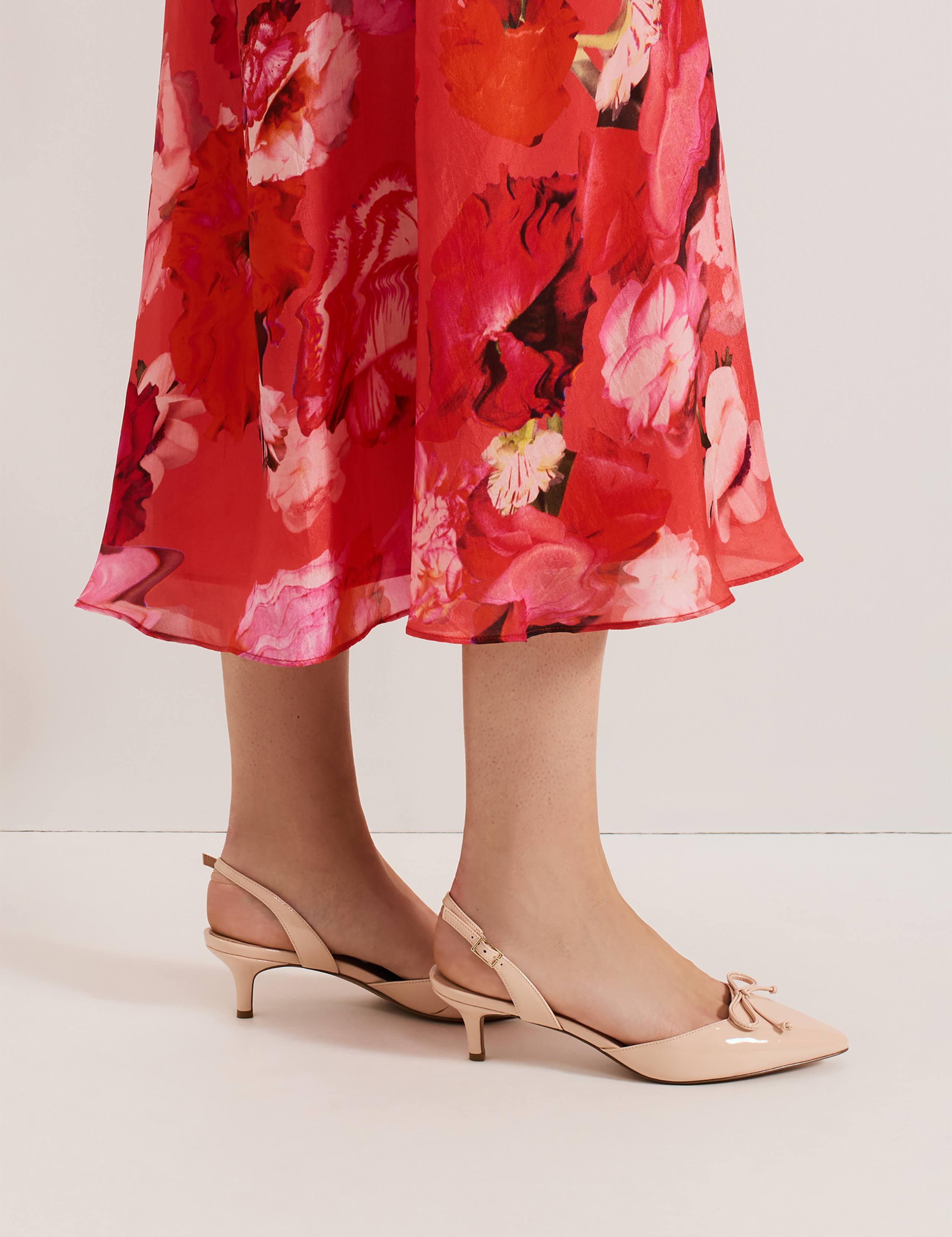 Patent Leather Bow Kitten Heel Sandals 3 of 8