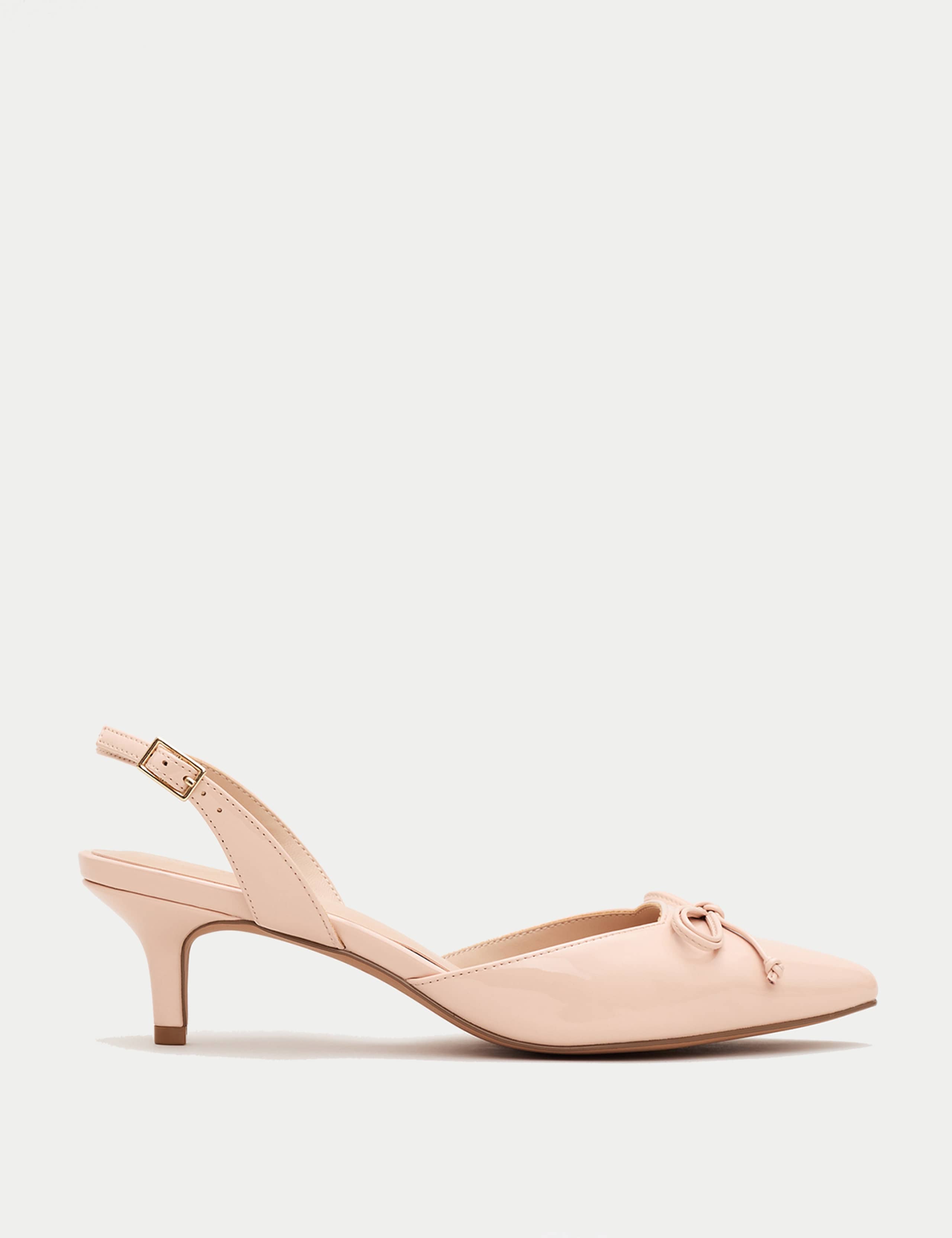 Patent Leather Bow Kitten Heel Sandals 2 of 8