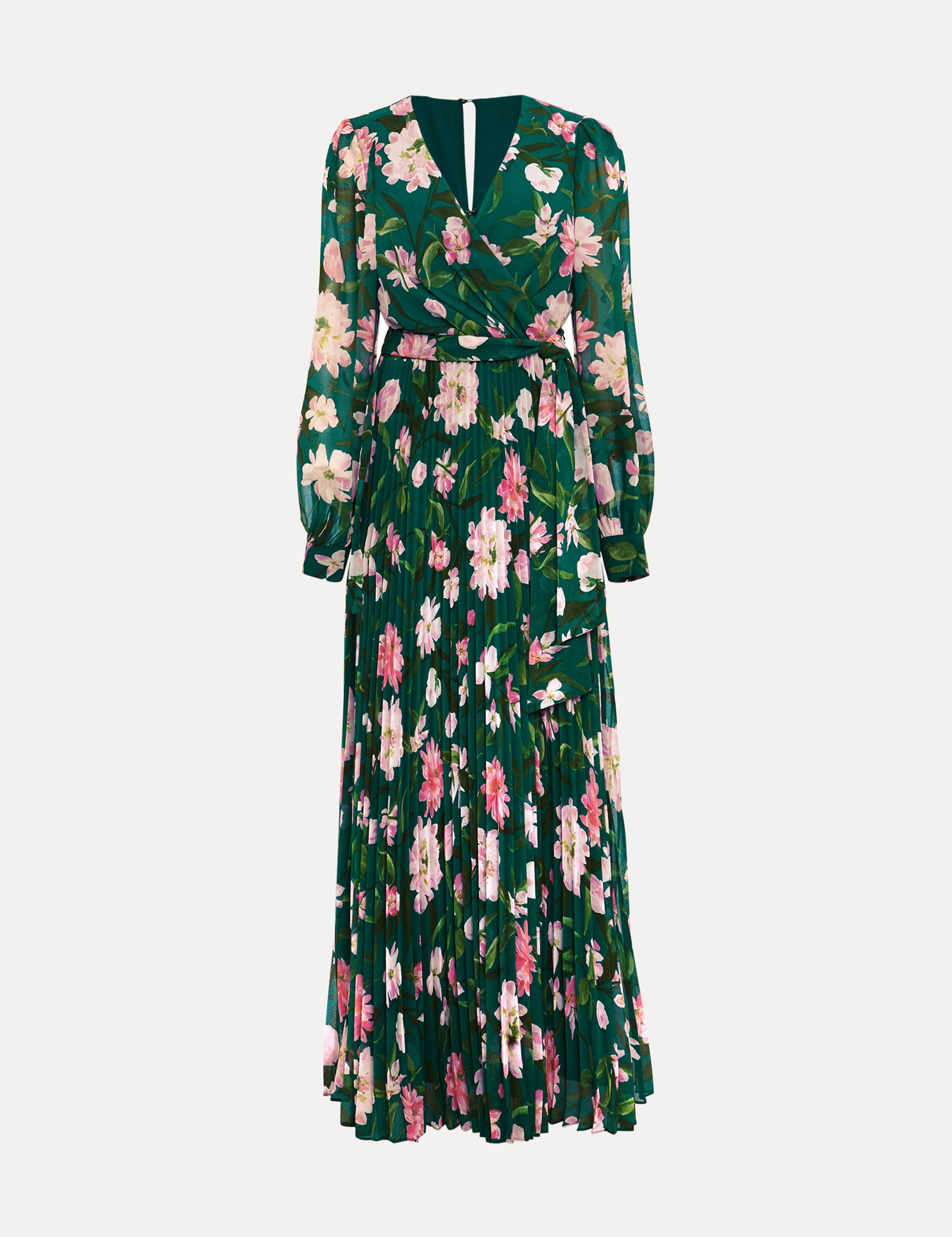 Floral V-Neck Pleated Maxi Wrap Dress 2 of 6