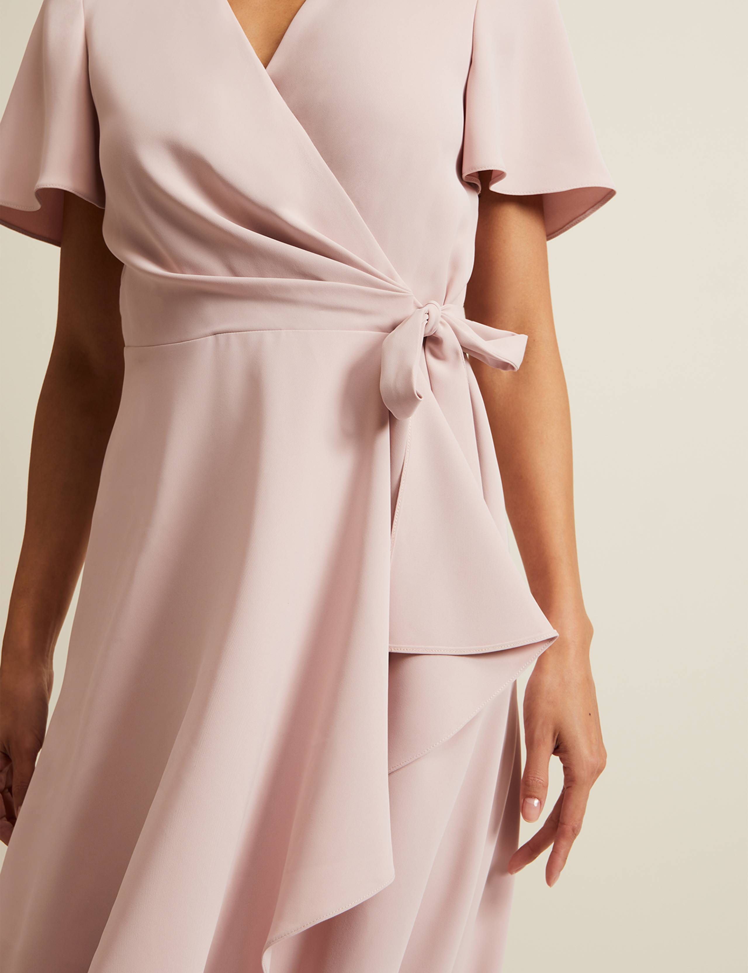 V-Neck Ruffle Angel Sleeve Midi Wrap Dress 5 of 6