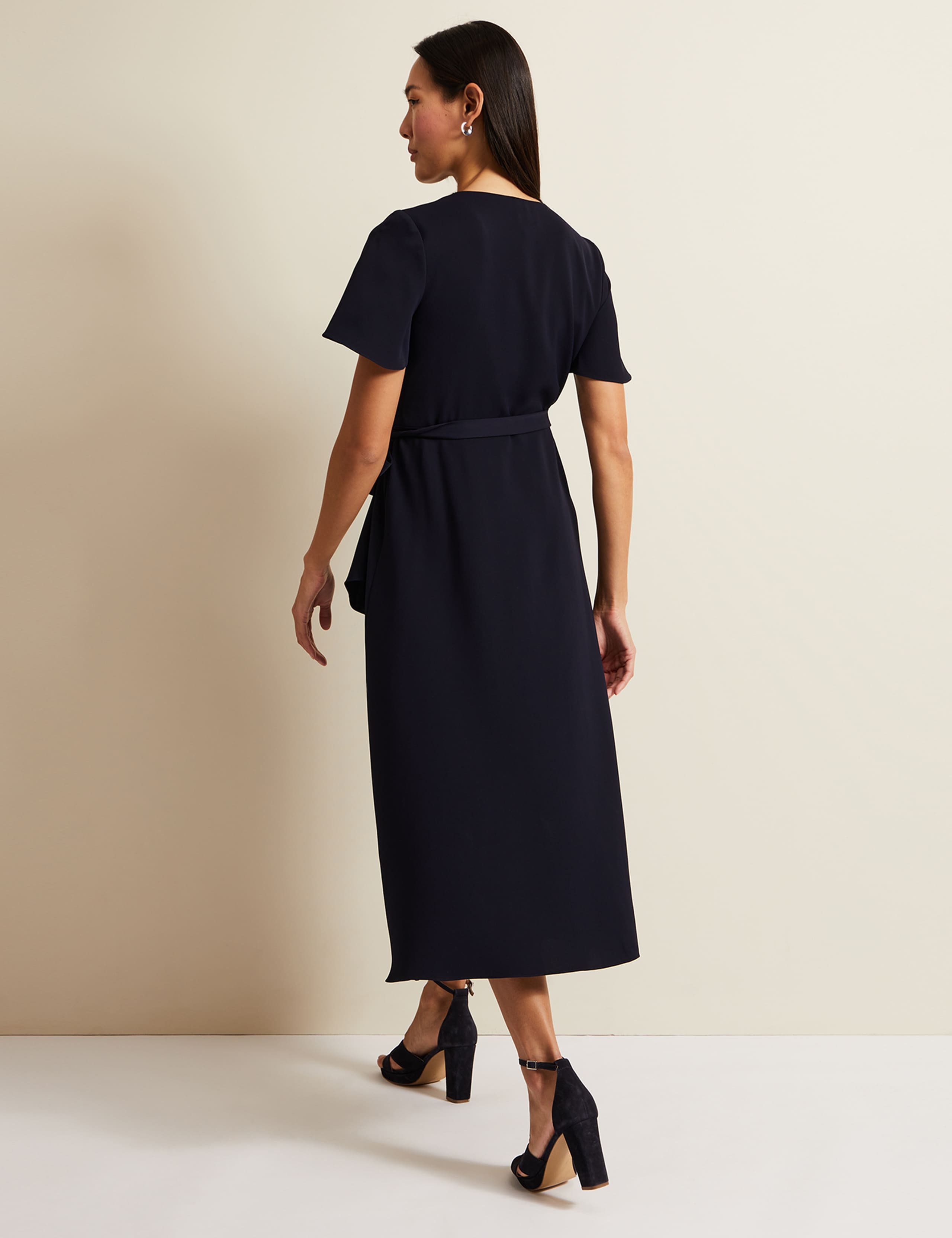V-Neck Frill Detail Midi Wrap Dress 4 of 8