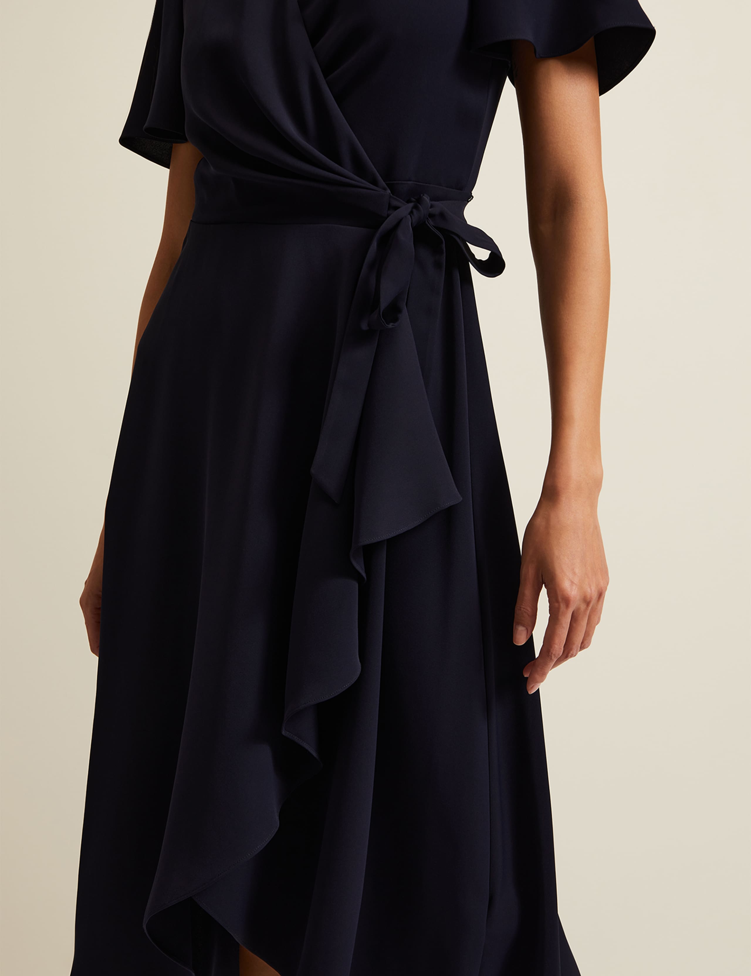 V-Neck Frill Detail Midi Wrap Dress 6 of 8