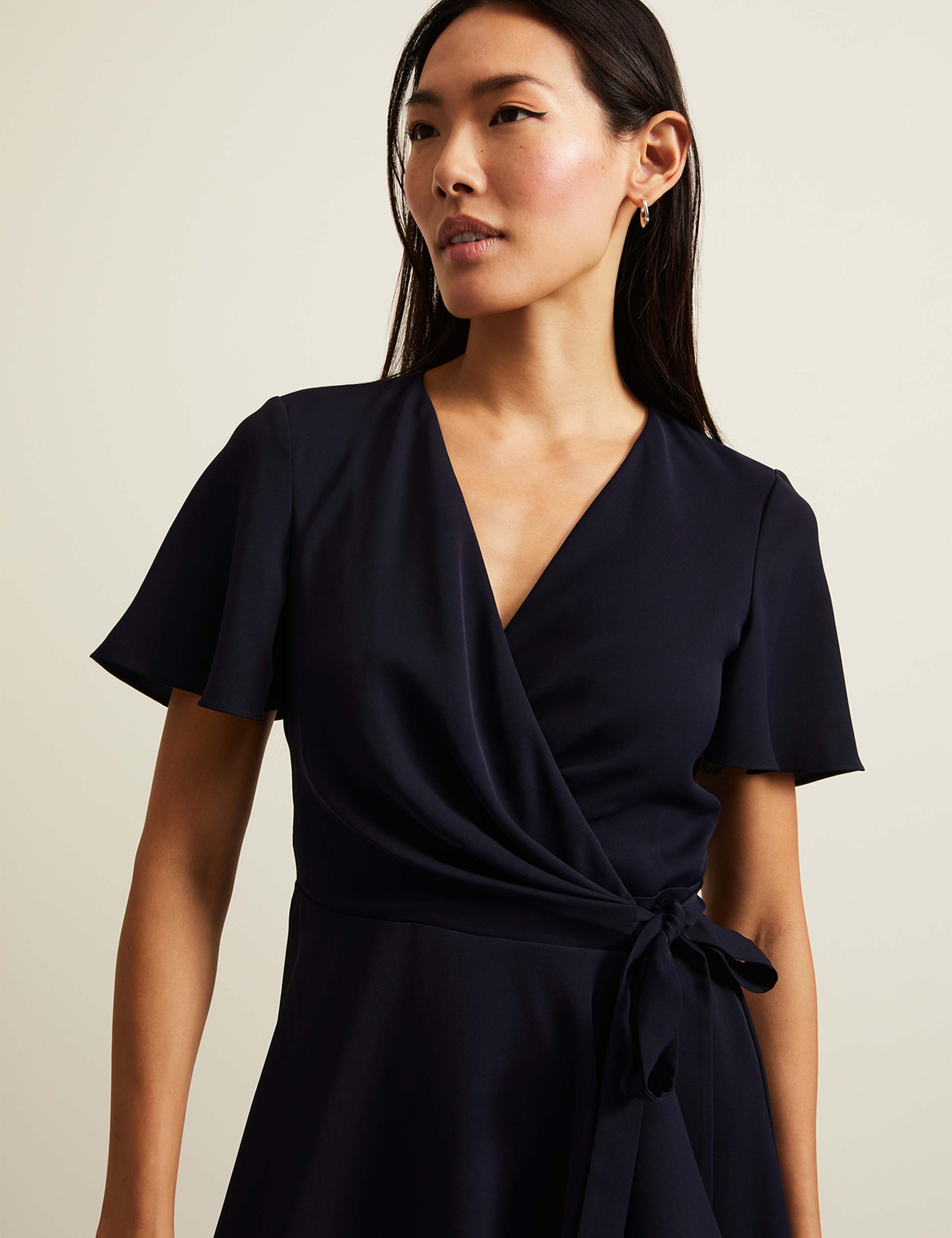 V-Neck Frill Detail Midi Wrap Dress 7 of 8