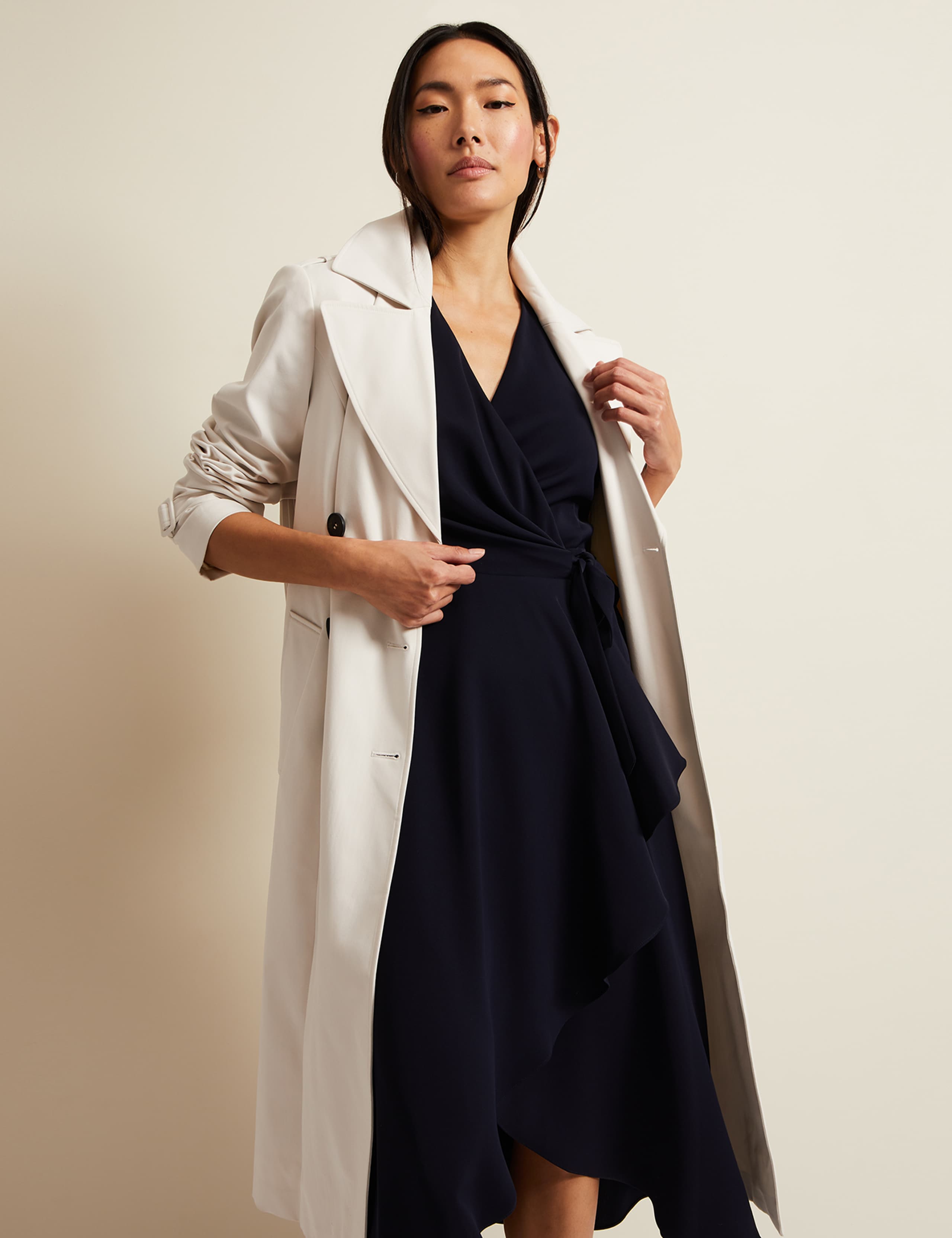 V-Neck Frill Detail Midi Wrap Dress 8 of 8