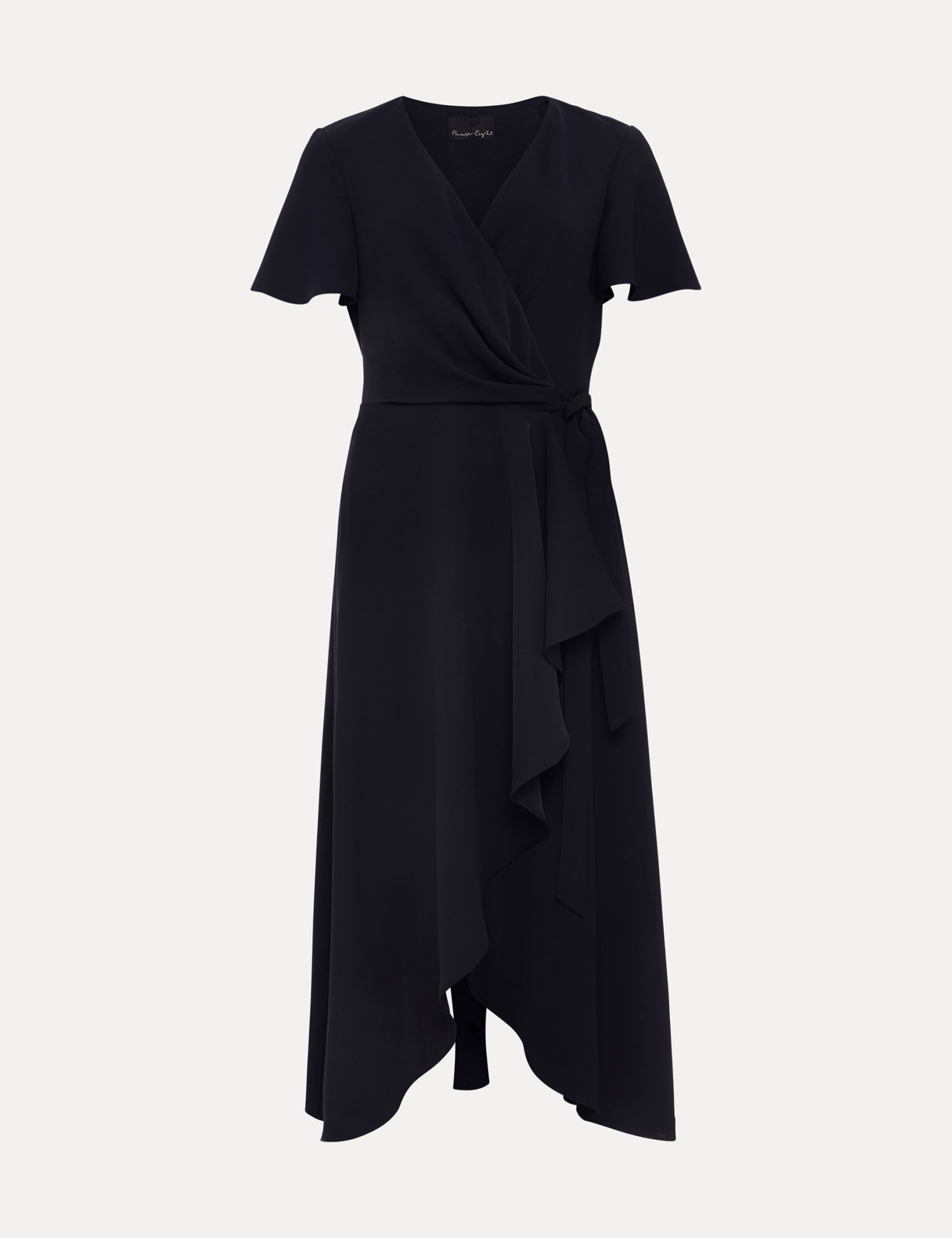 V-Neck Frill Detail Midi Wrap Dress 2 of 8